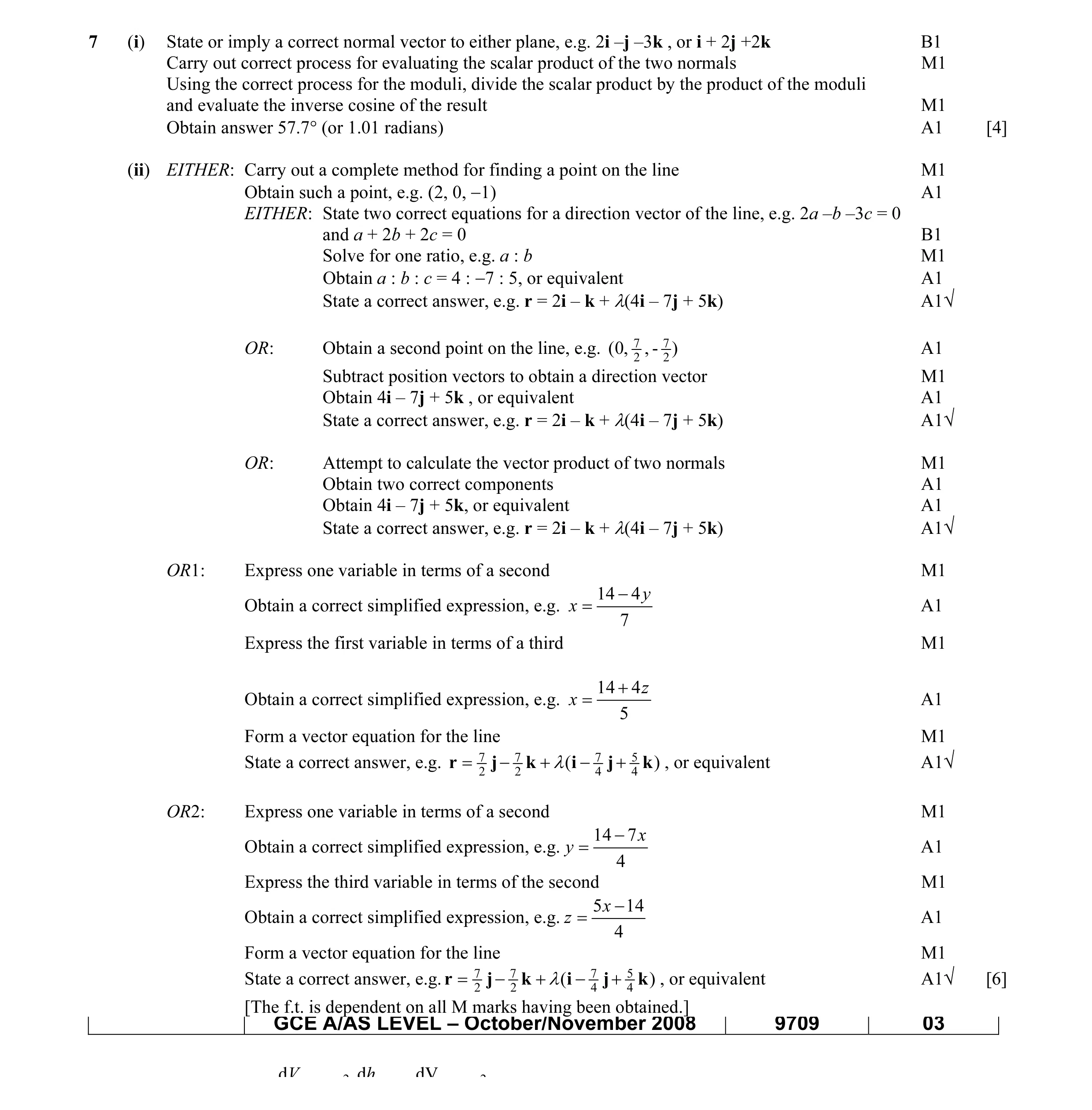 Mark scheme for question 6