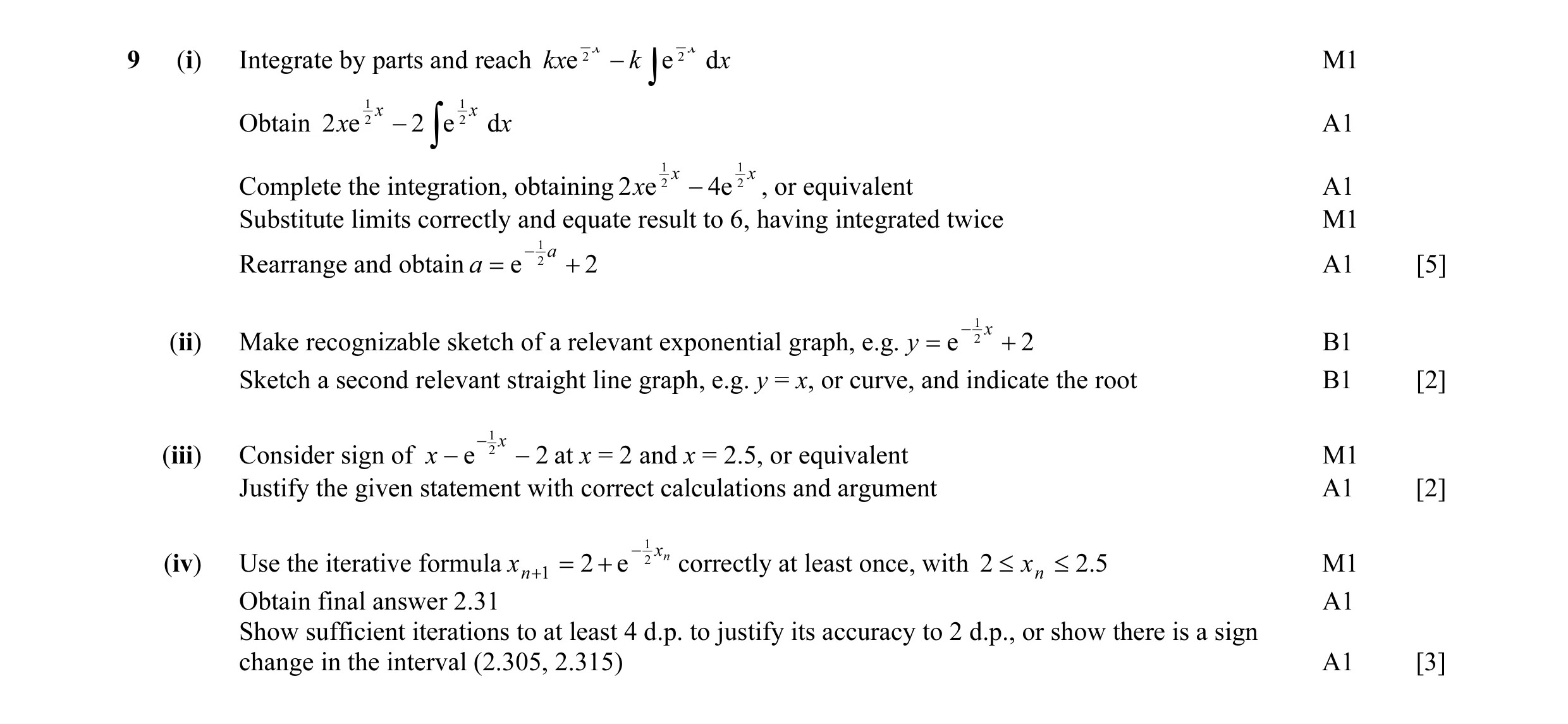 Mark scheme for question 3