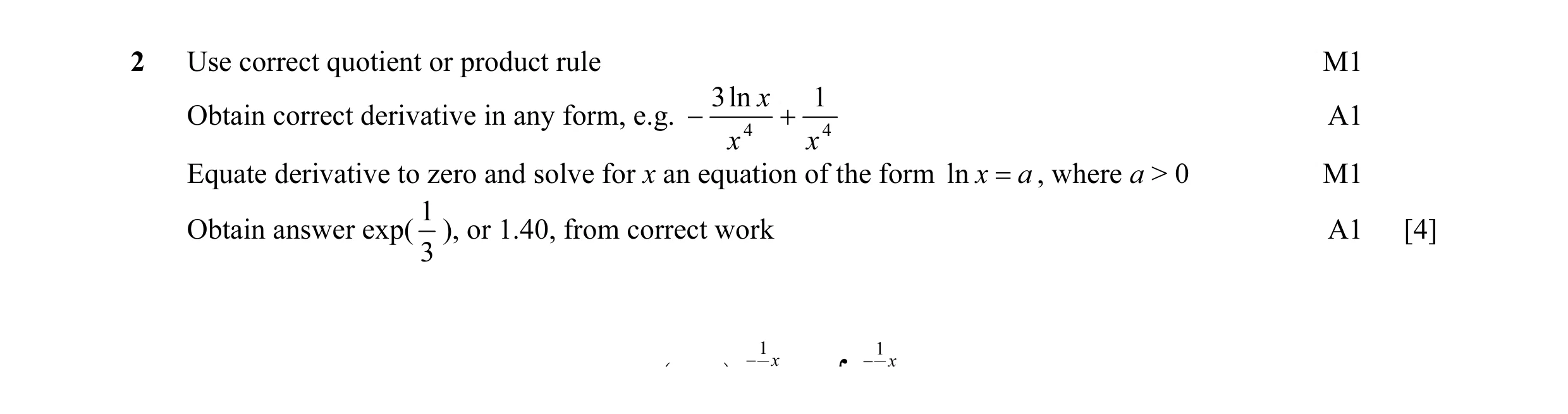 Mark scheme for question 14