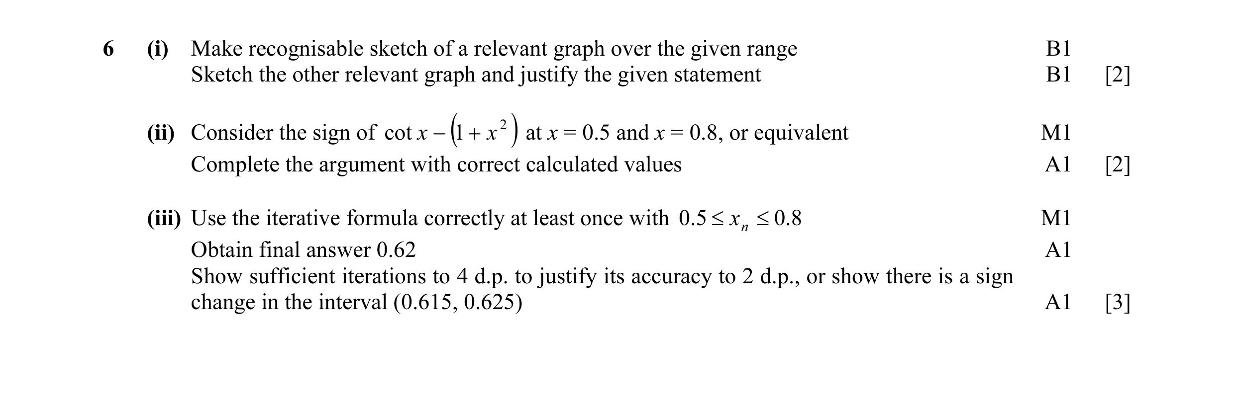 Mark scheme for question 17