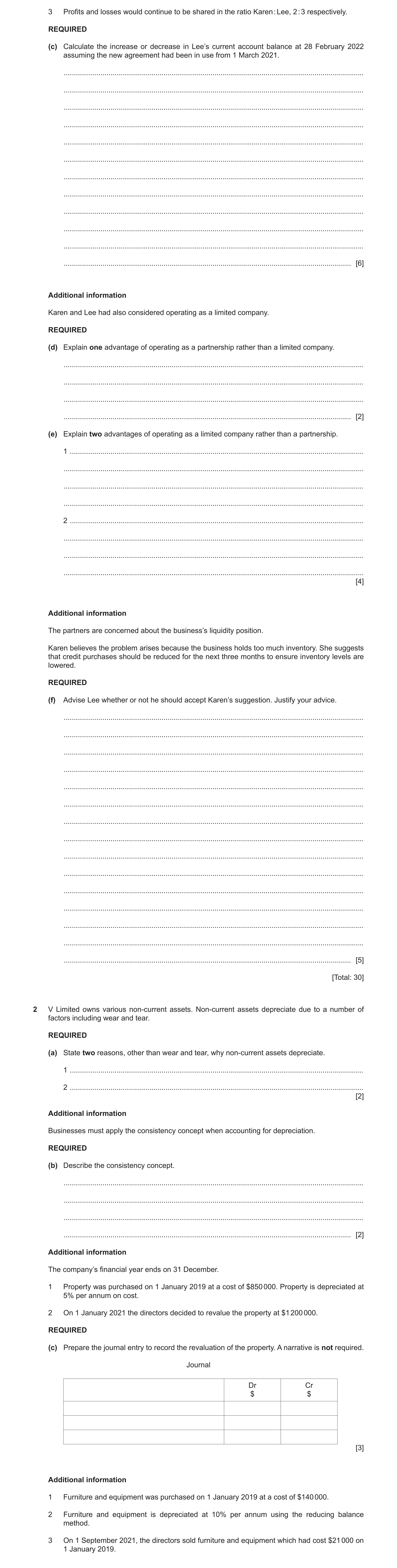 Question 60: Profits and losses would continue to be shared in the ratio Karen : Lee, 2 : 3 respectively. REQUIRED (c) Calculate the increase or decreas…