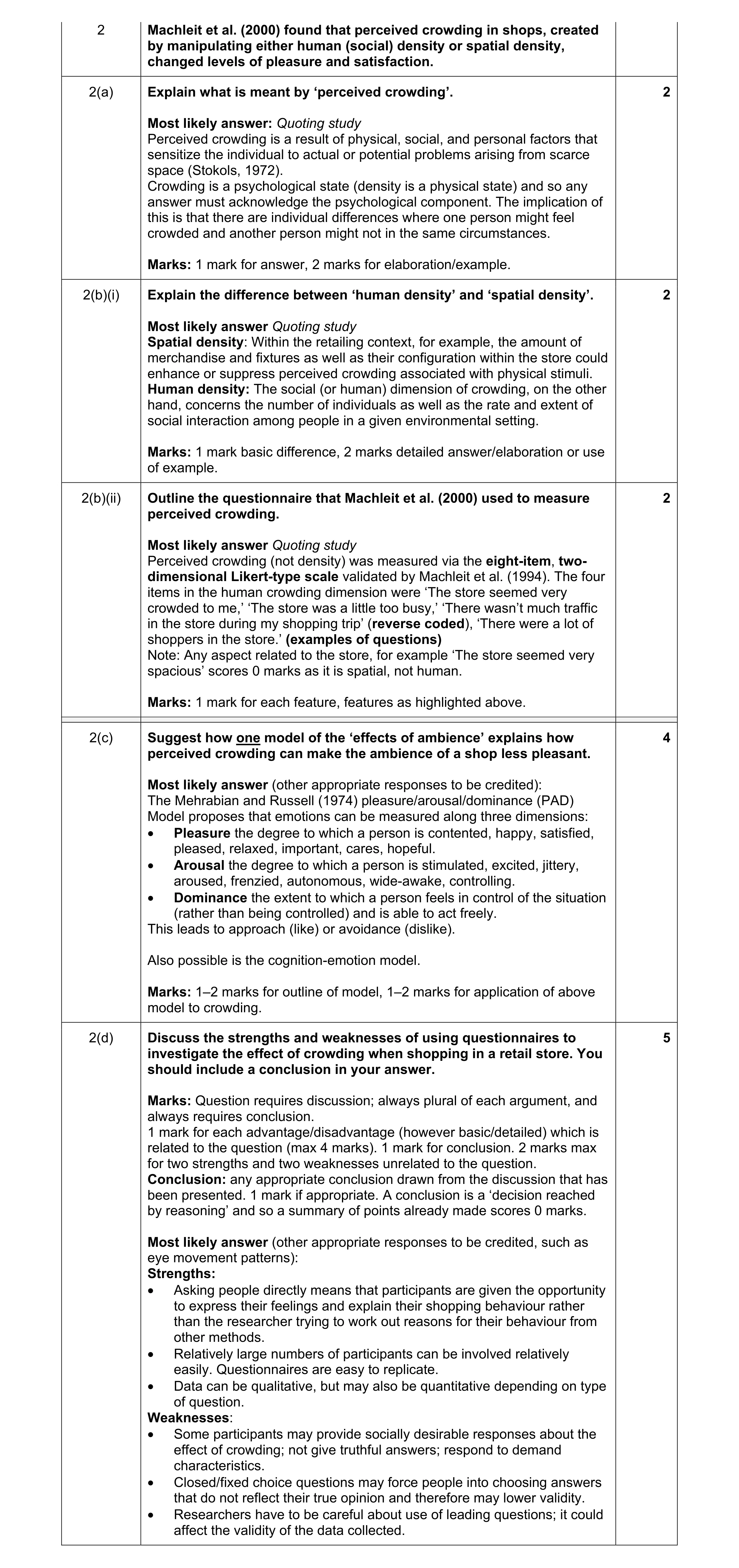 Mark scheme for question 16