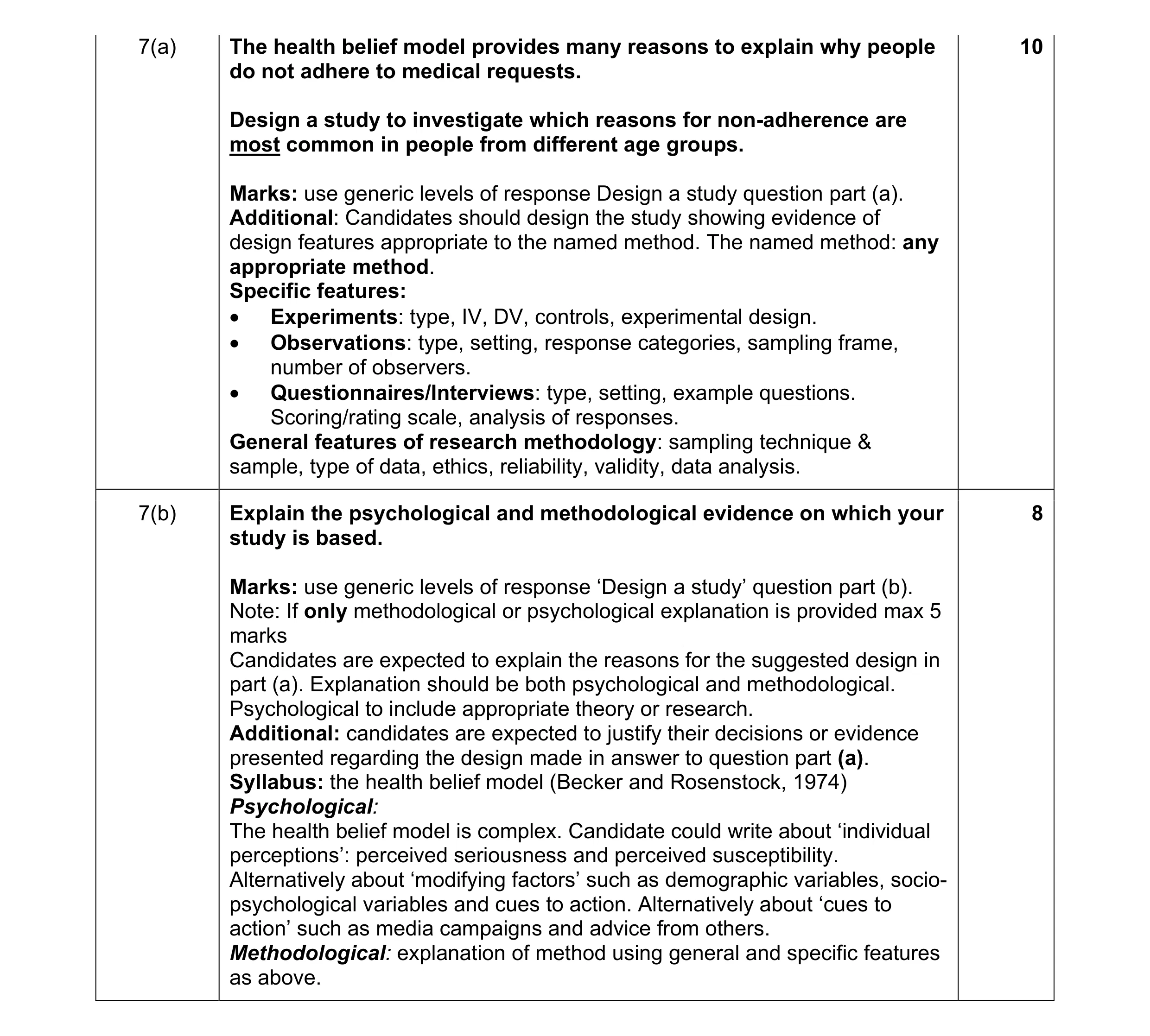 Mark scheme for question 25