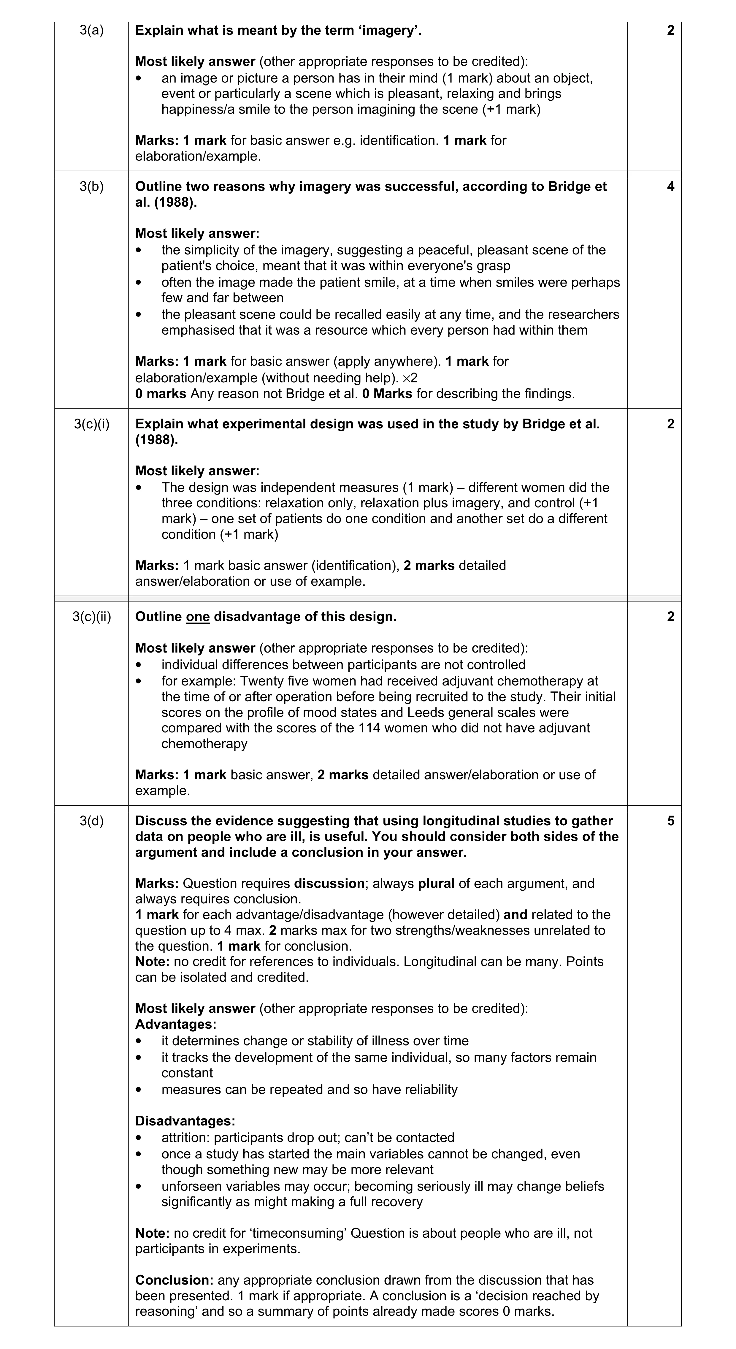 Mark scheme for question 9