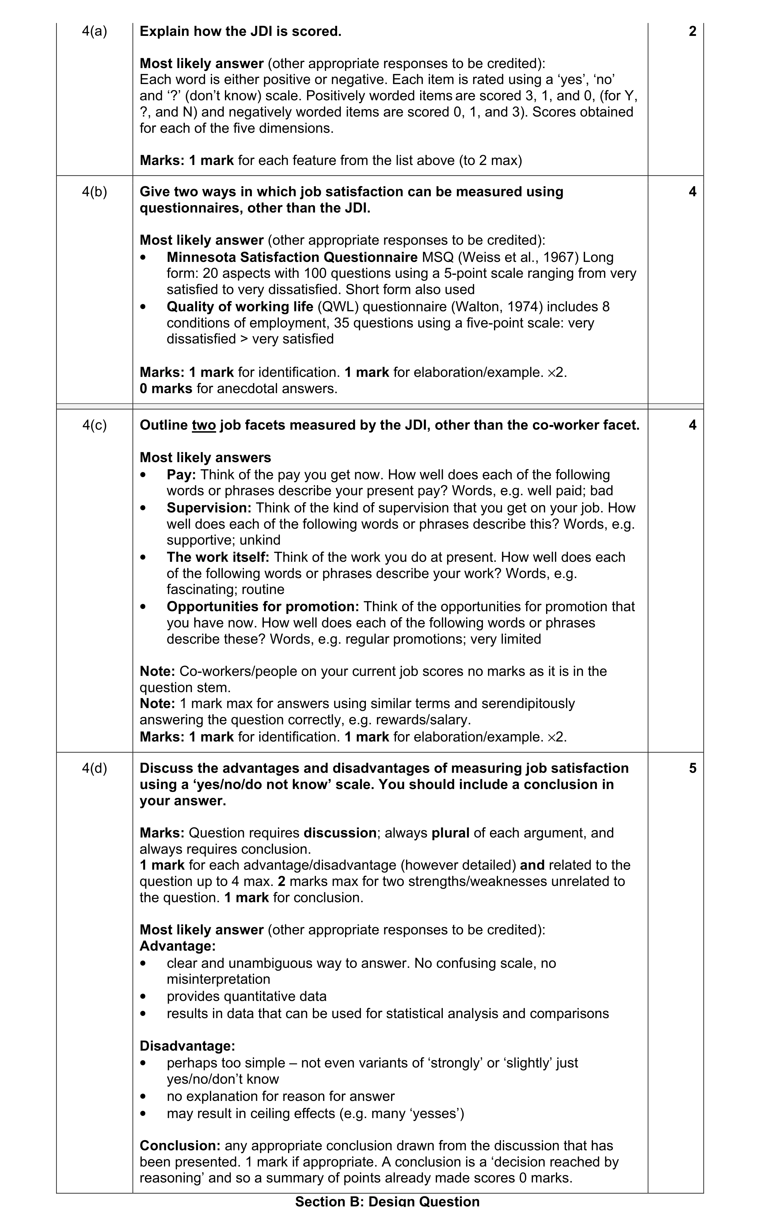 Mark scheme for question 16