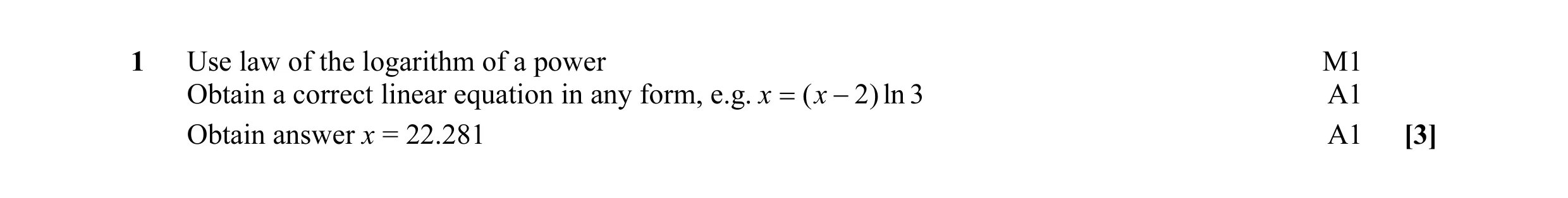 Mark scheme for question 22