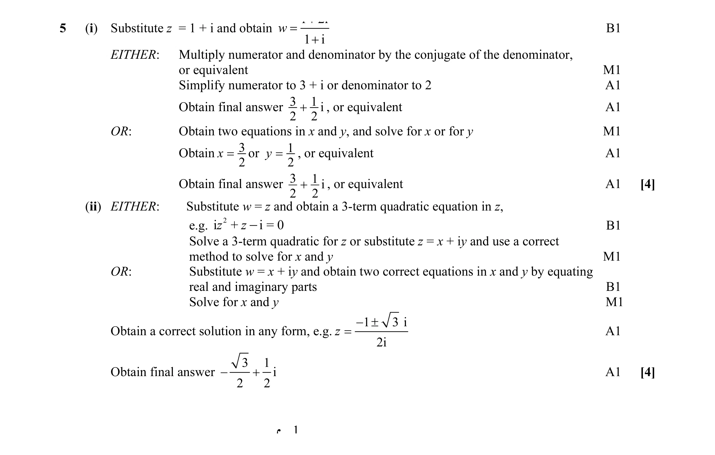 Mark scheme for question 34