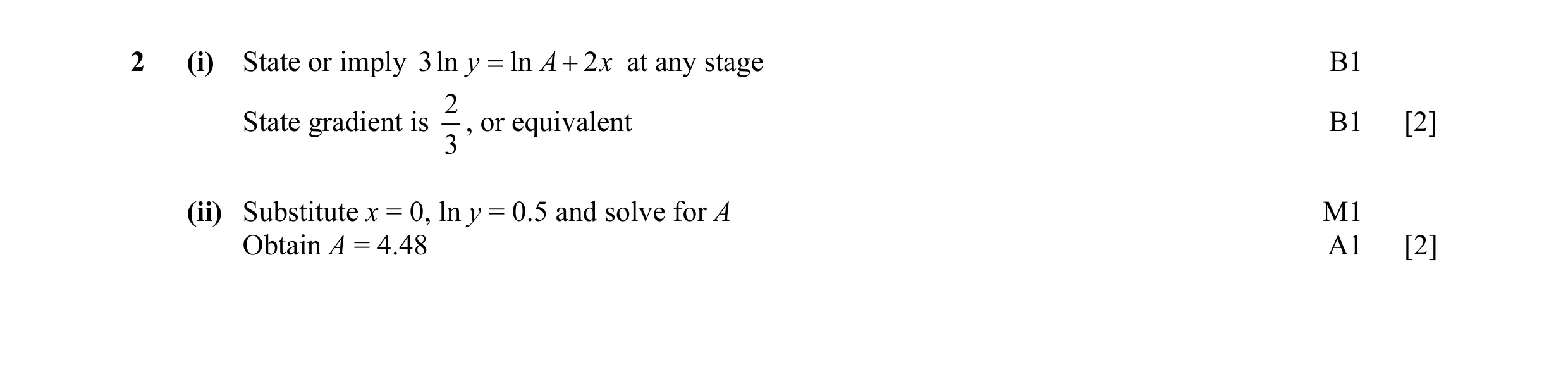 Mark scheme for question 6