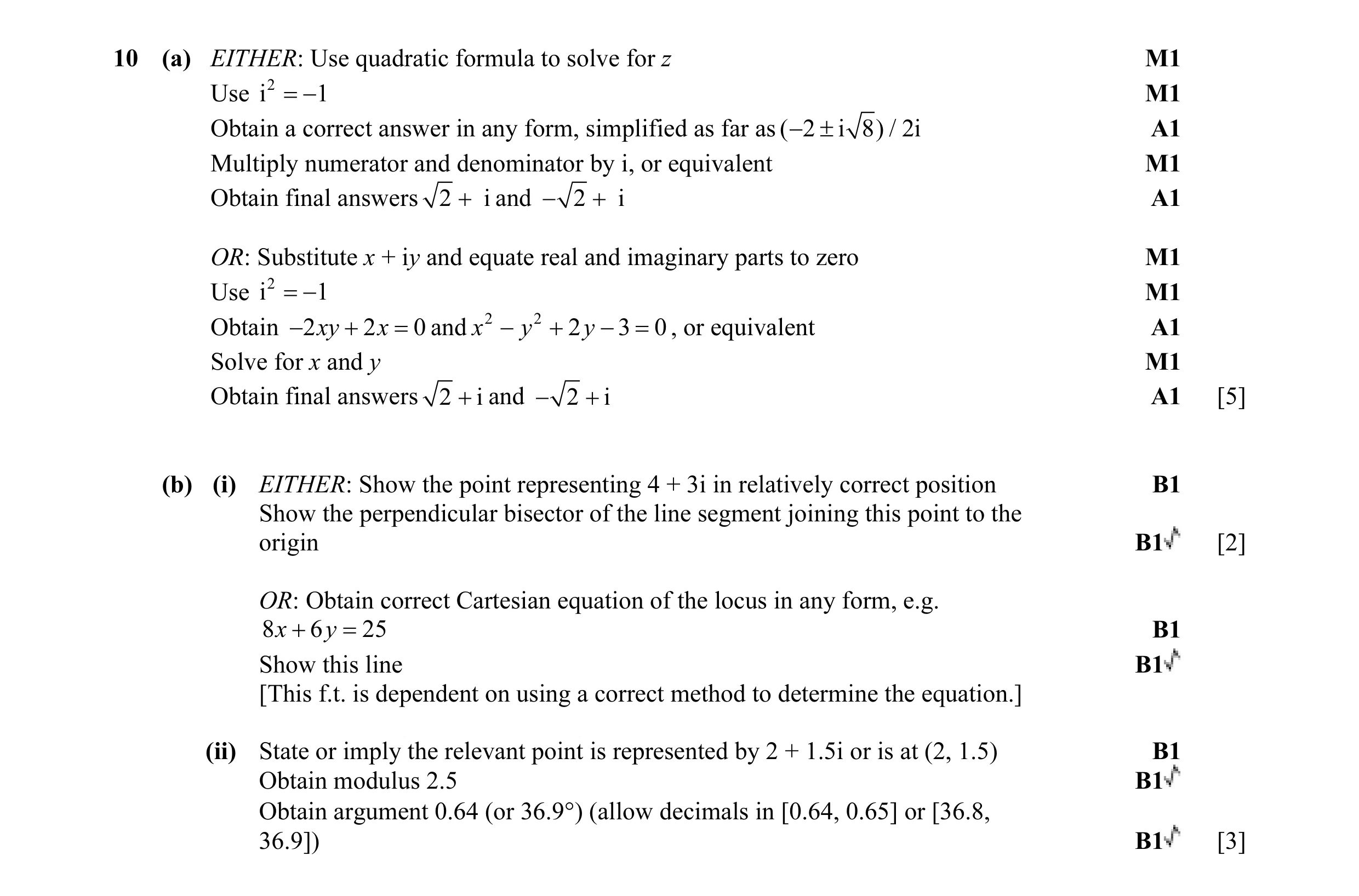 Mark scheme for question 40