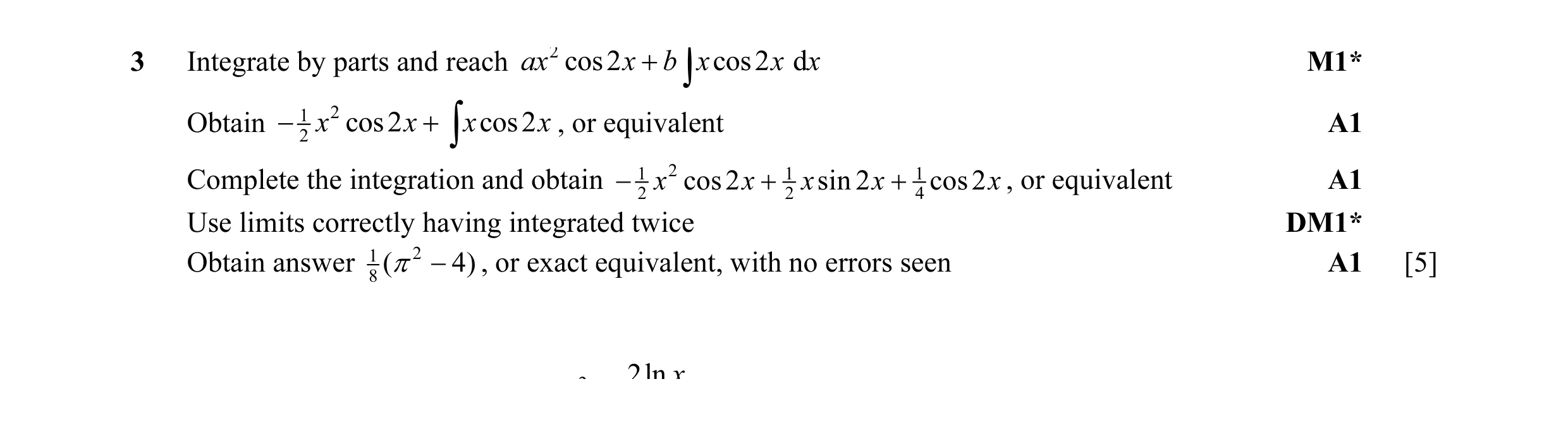 Mark scheme for question 13