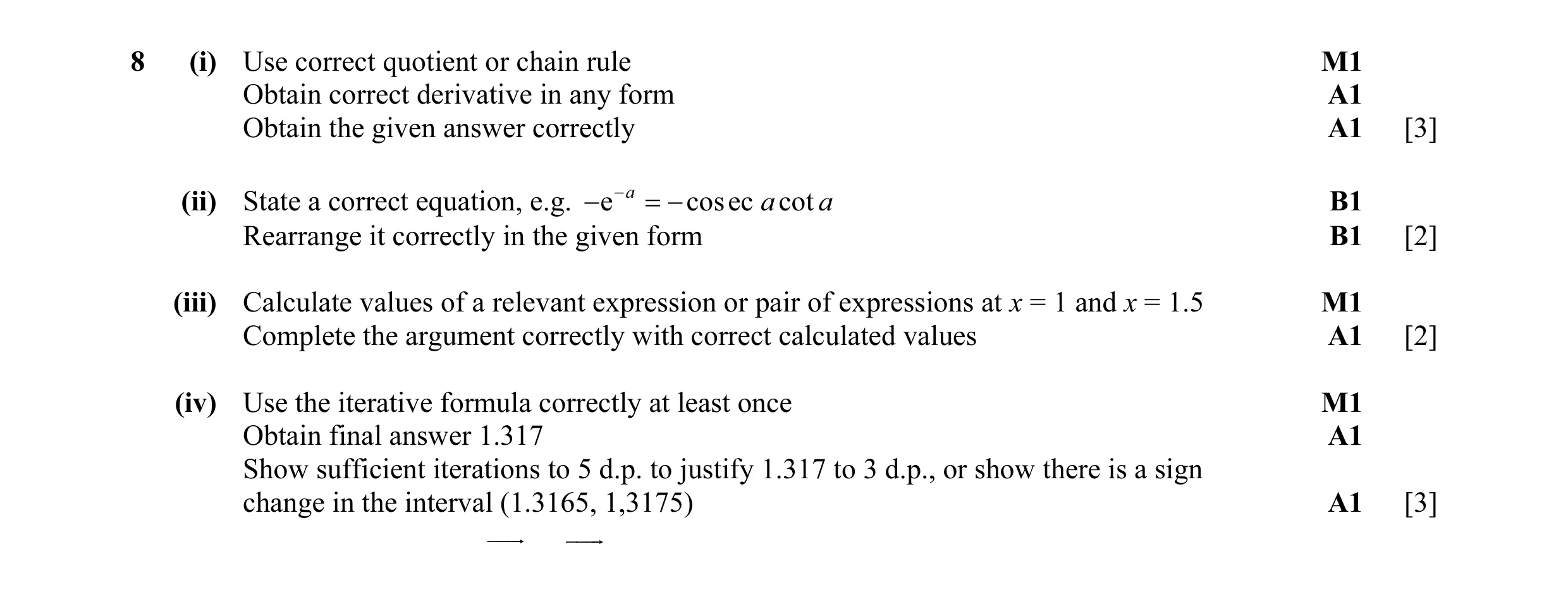 Mark scheme for question 37
