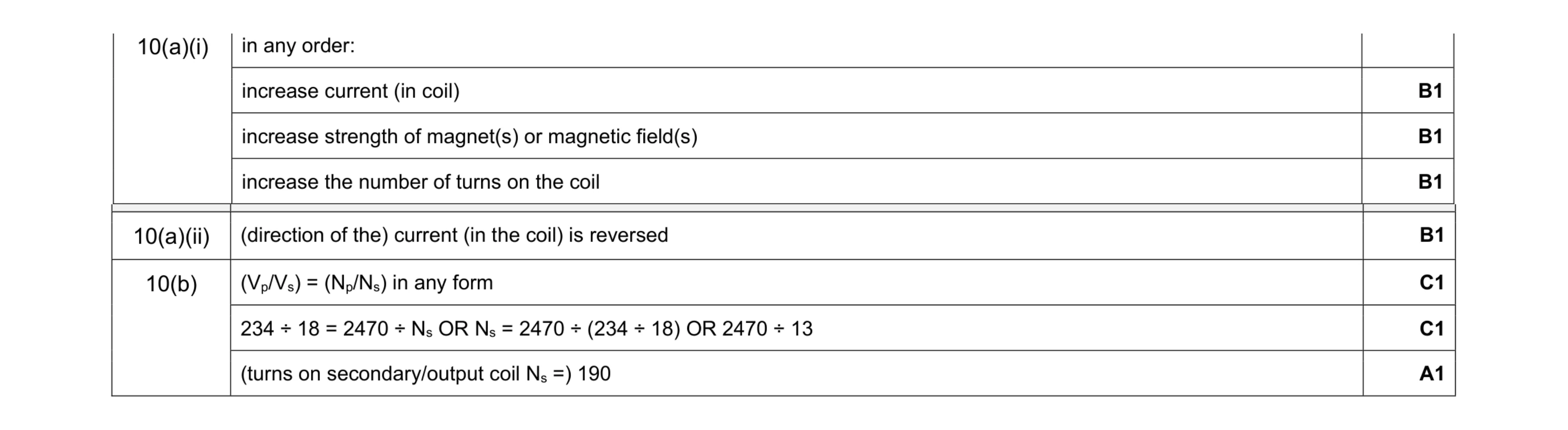 Mark scheme for question 34