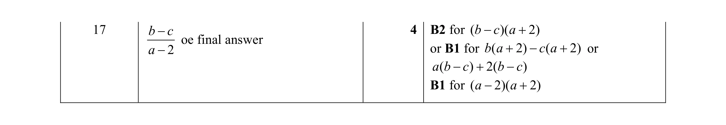 Mark scheme for question 6
