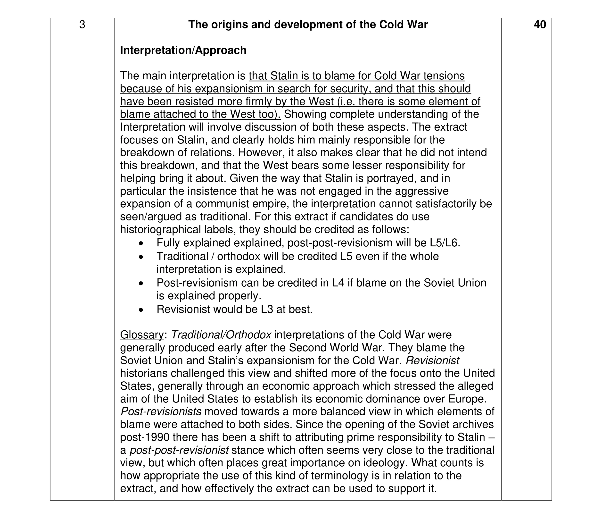 Mark scheme for question 30