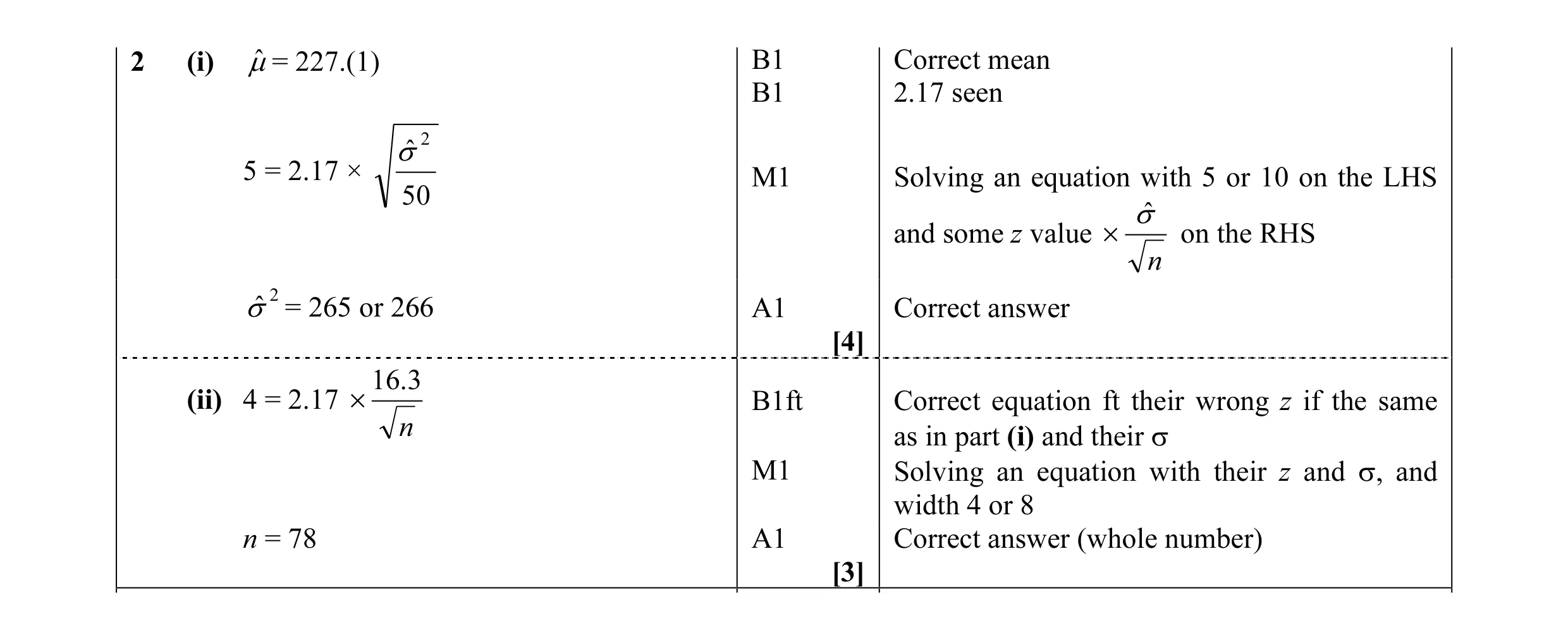 Mark scheme for question 1