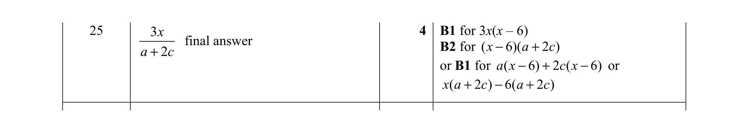 Mark scheme for question 146