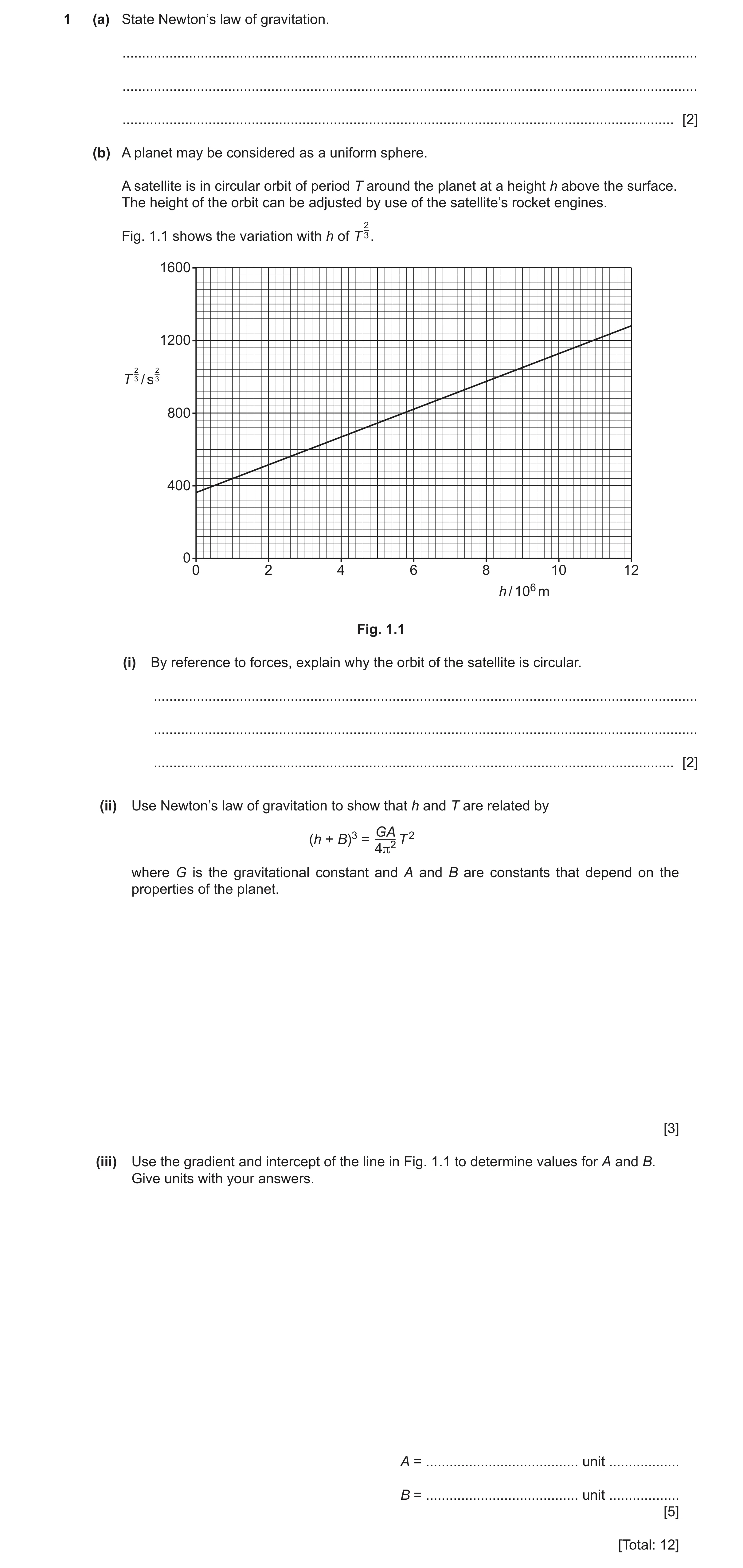 Question 22: (a) State Newton’s law of gravitation. ....................................................................................................…