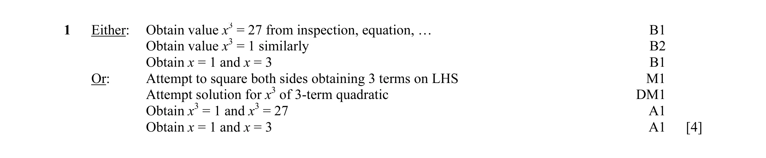 Mark scheme for question 32