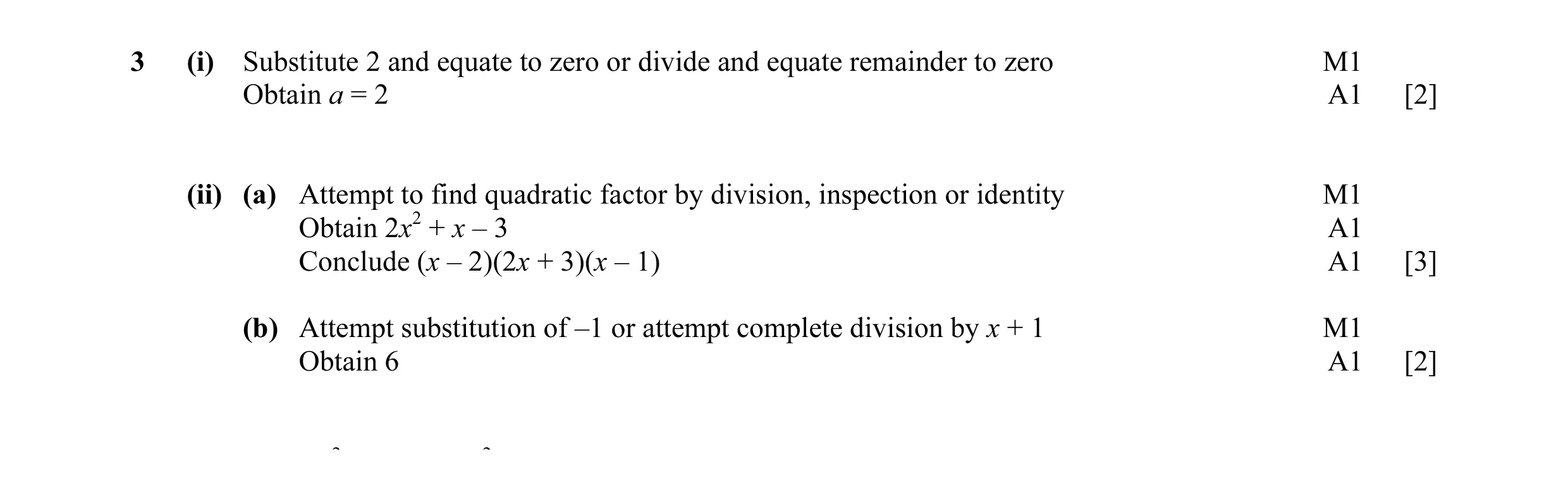 Mark scheme for question 33