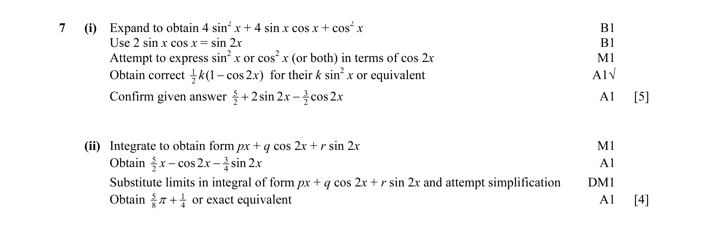 Mark scheme for question 6