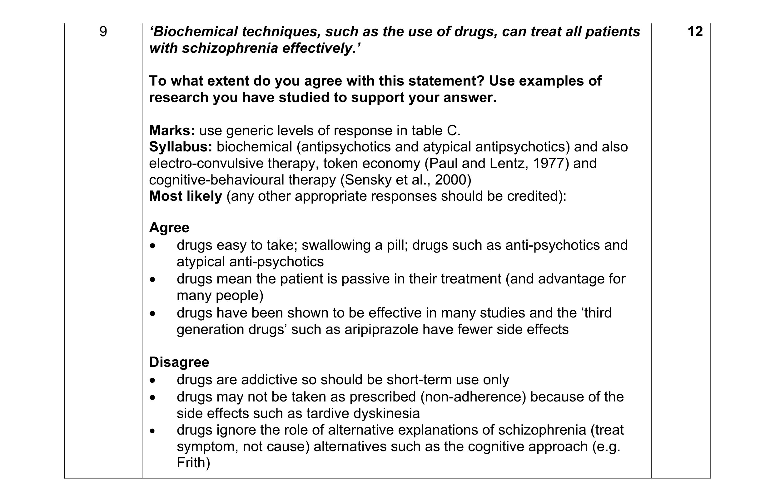 Mark scheme for question 25