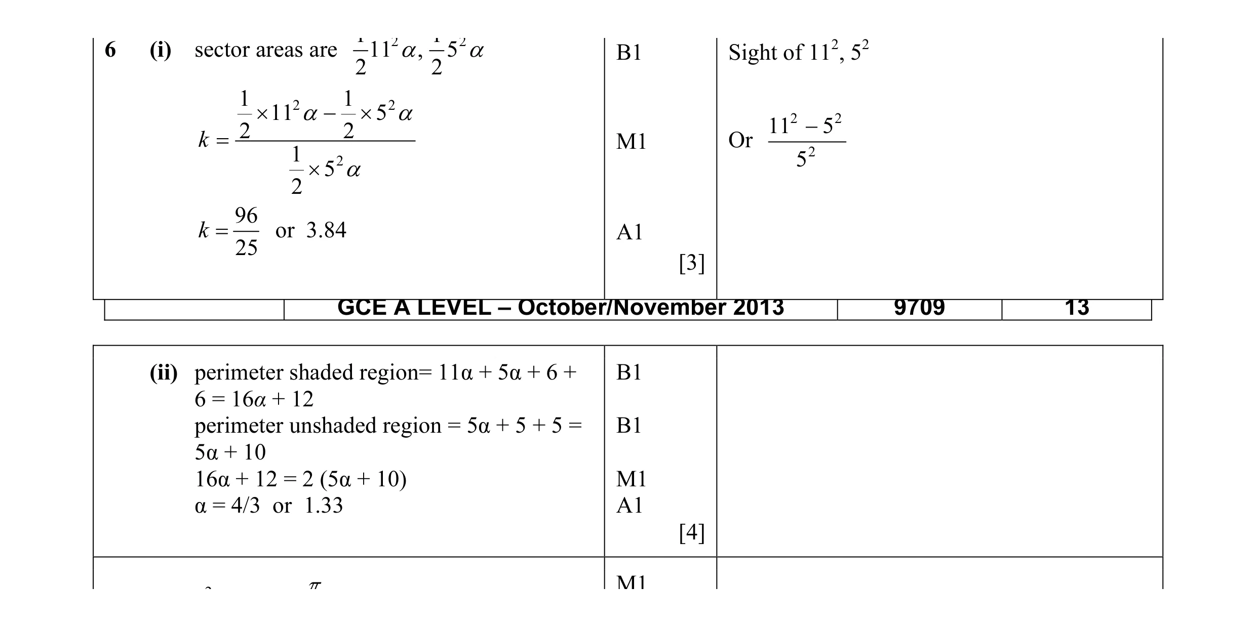Mark scheme for question 17