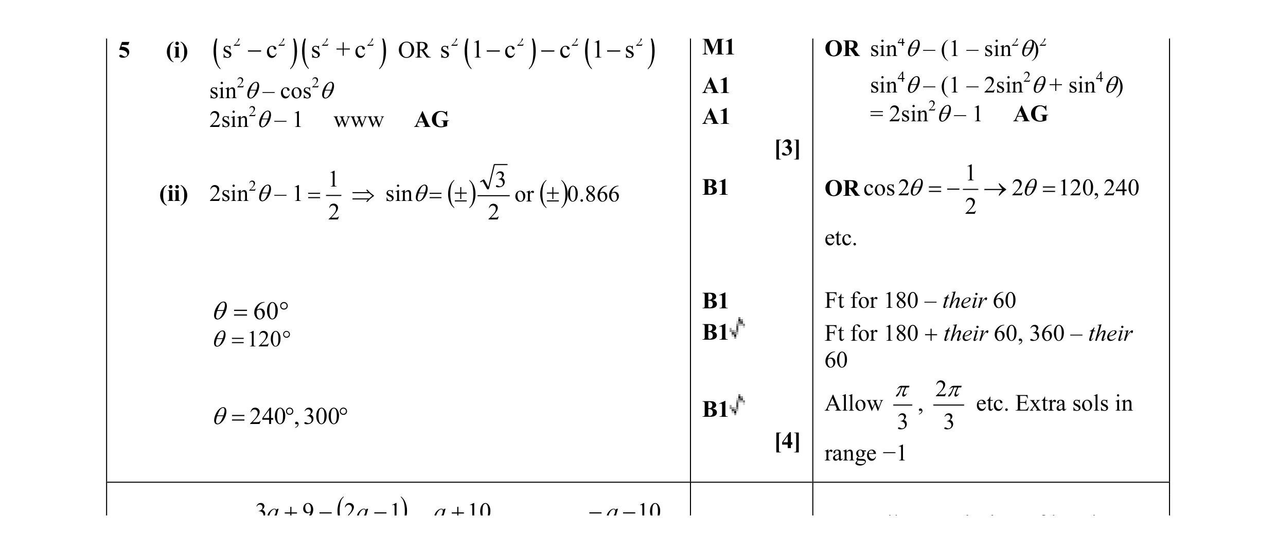 Mark scheme for question 32