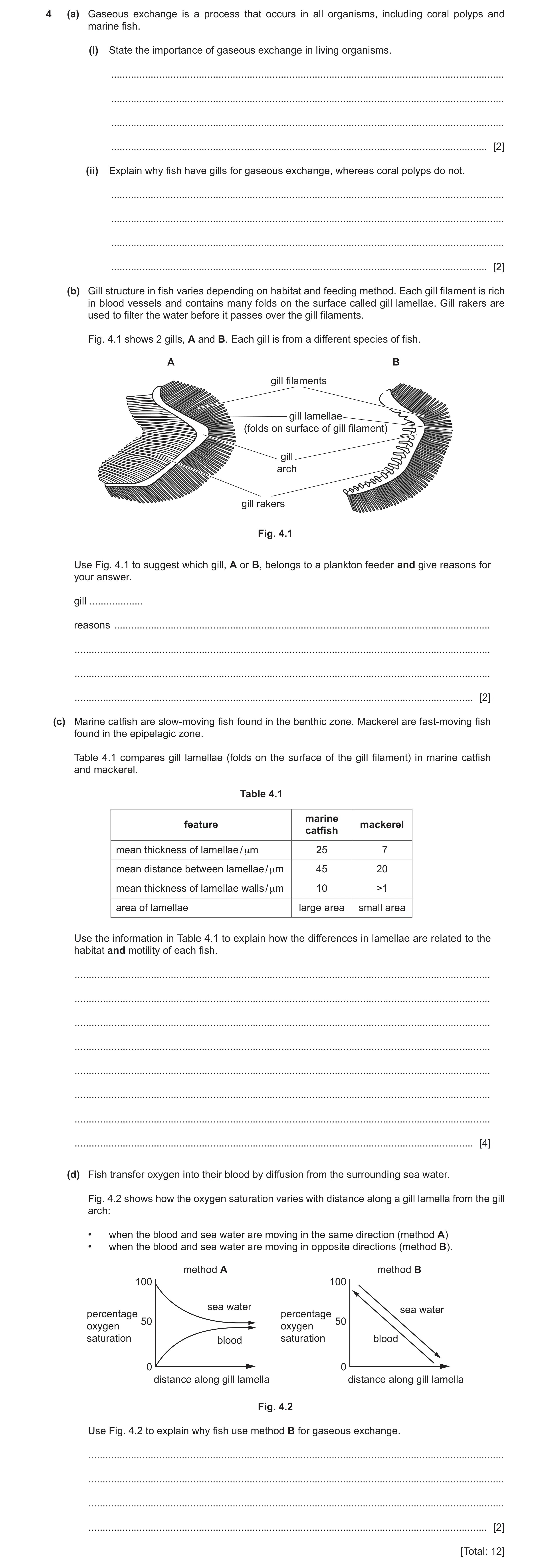 Question 11: (a) Gaseous exchange is a process that occurs in all organisms, including coral polyps and marine fish. (i) State the importance of gaseous…