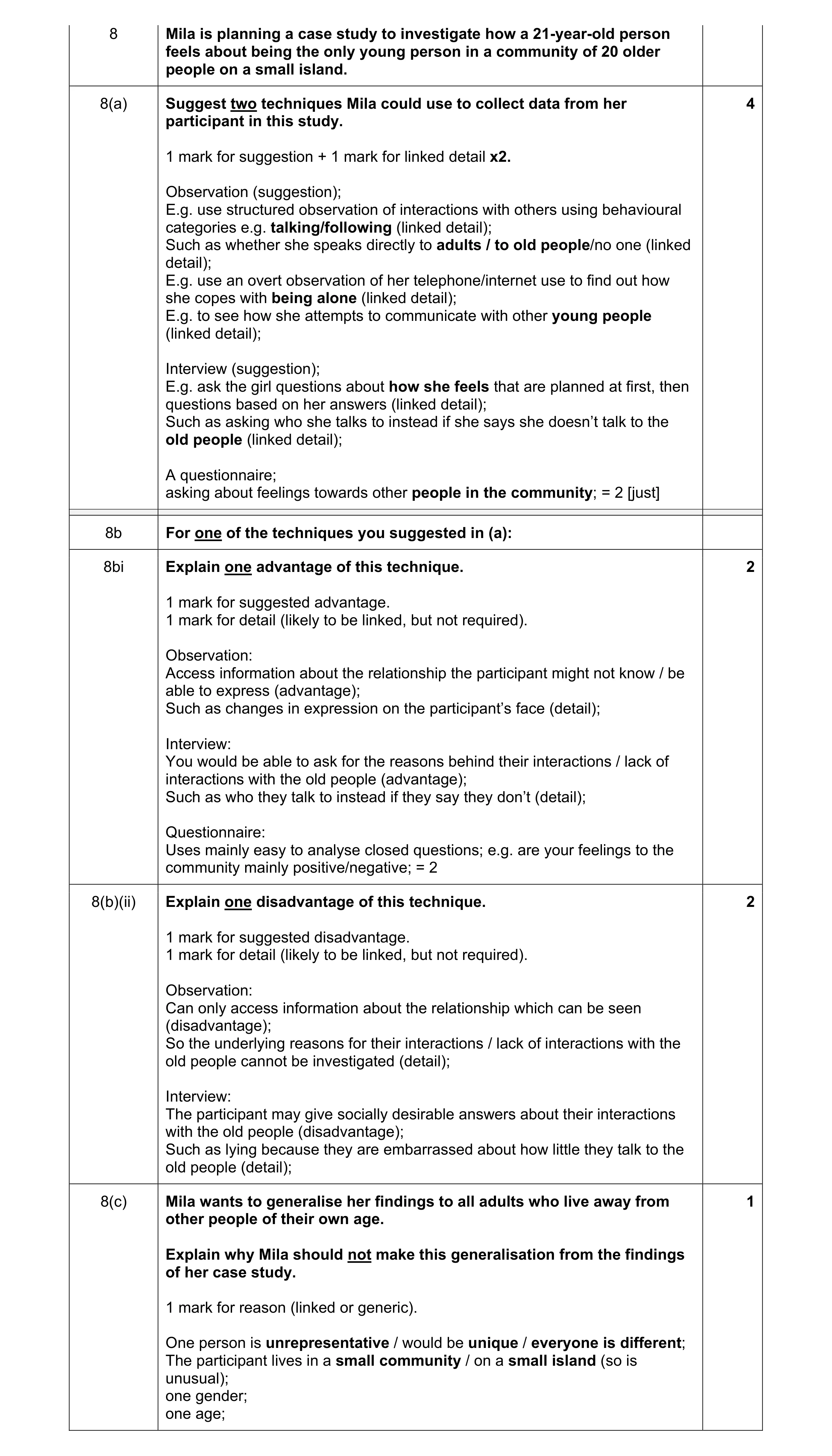 Mark scheme for question 348
