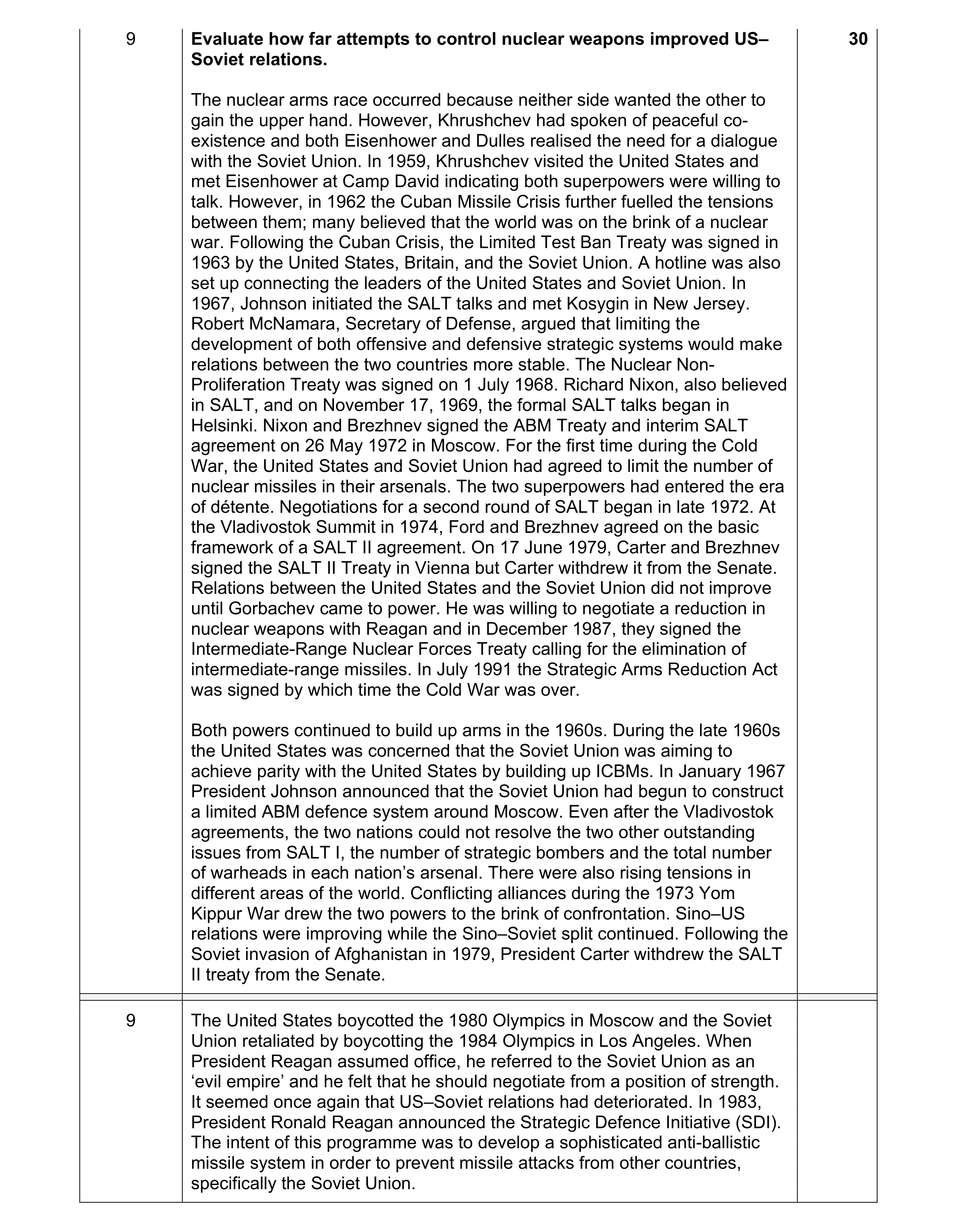 Mark scheme for question 22