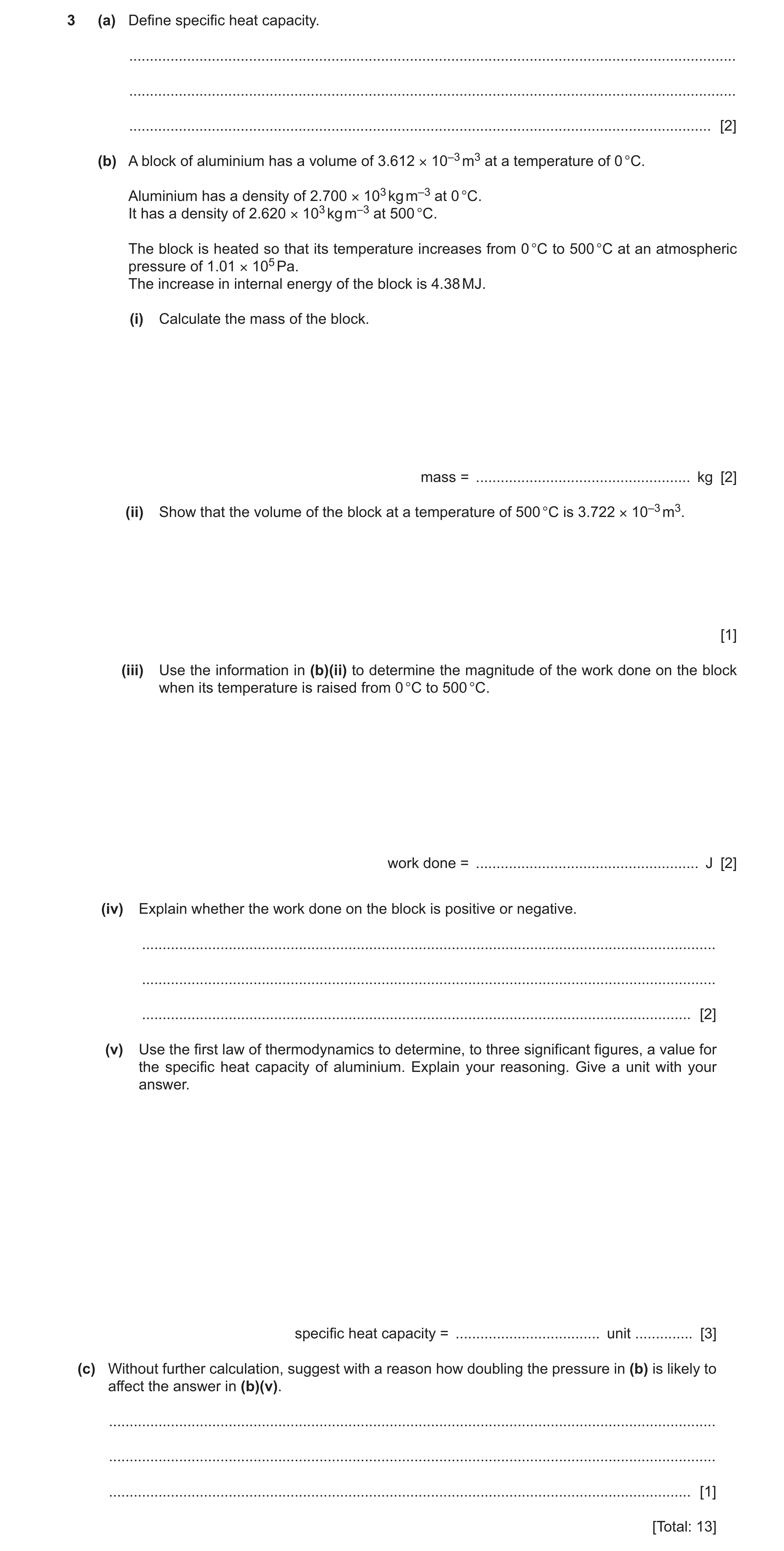 Question 26: (a) Define specific heat capacity. ........................................................................................................…