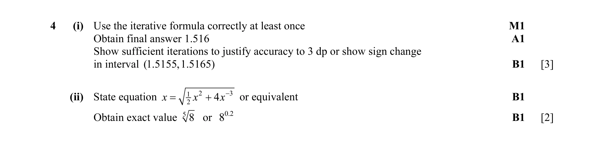 Mark scheme for question 50