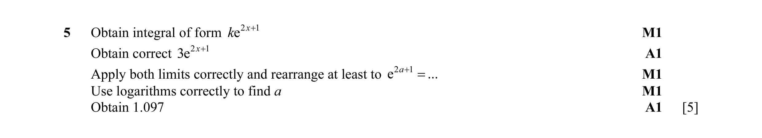 Mark scheme for question 7