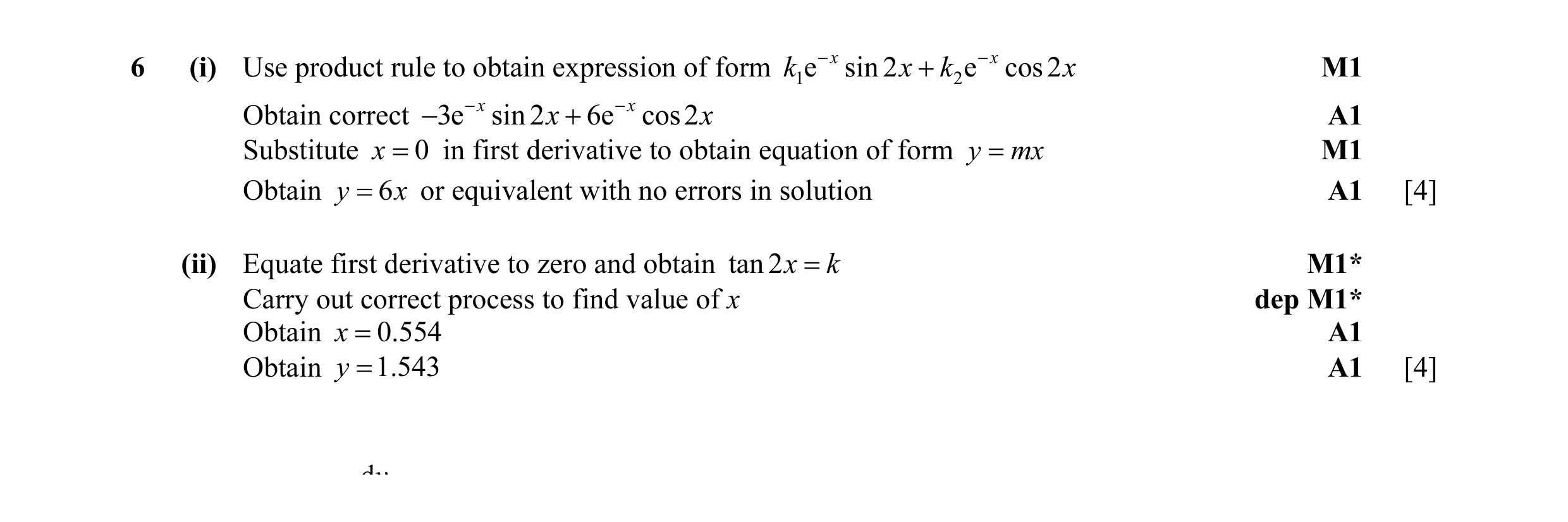 Mark scheme for question 46