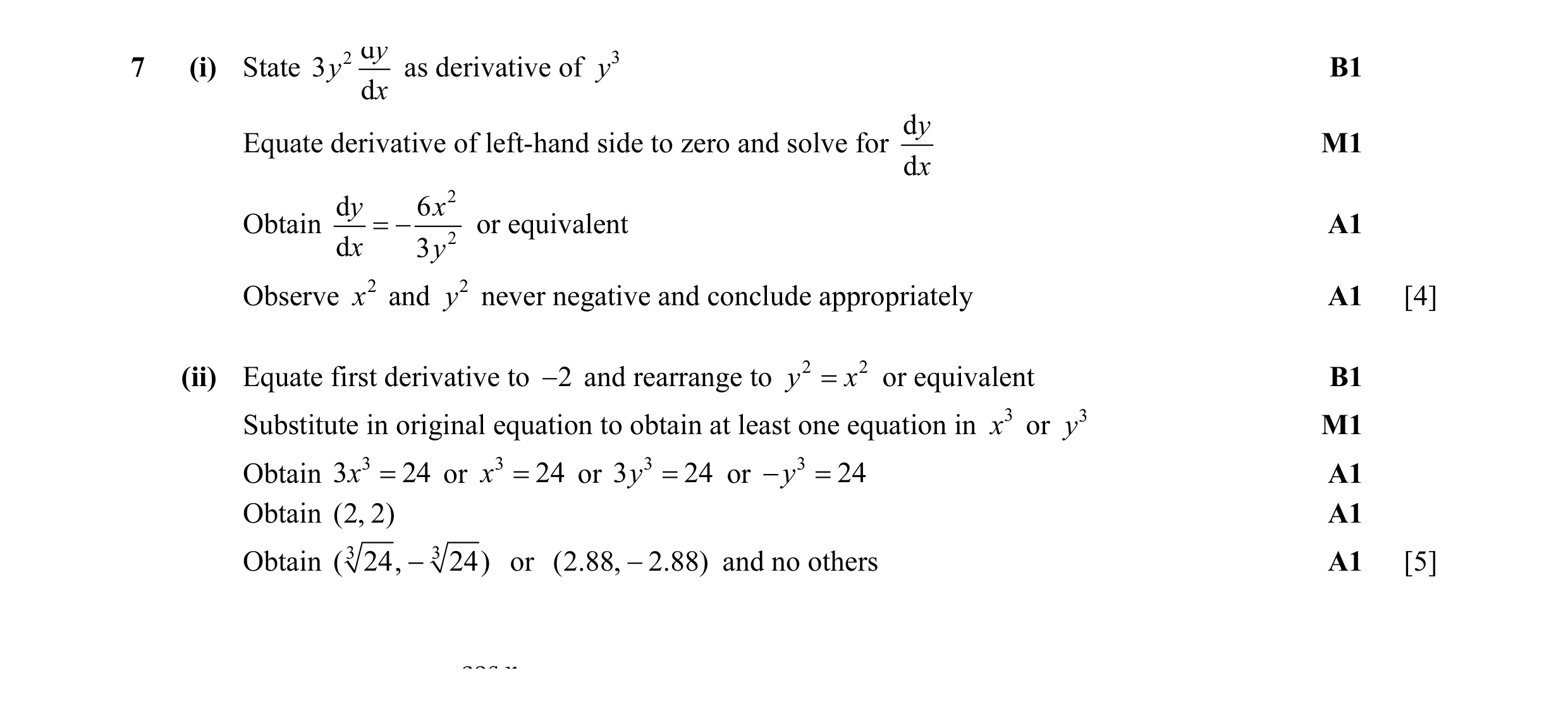 Mark scheme for question 27