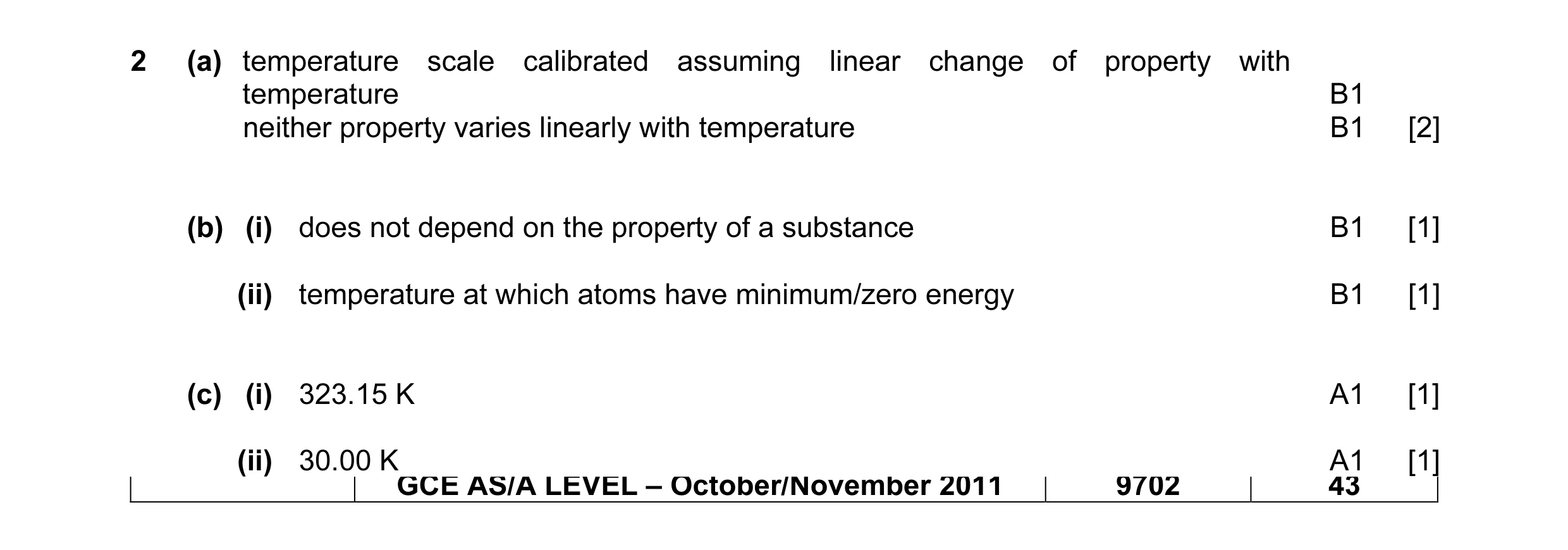 Mark scheme for question 6