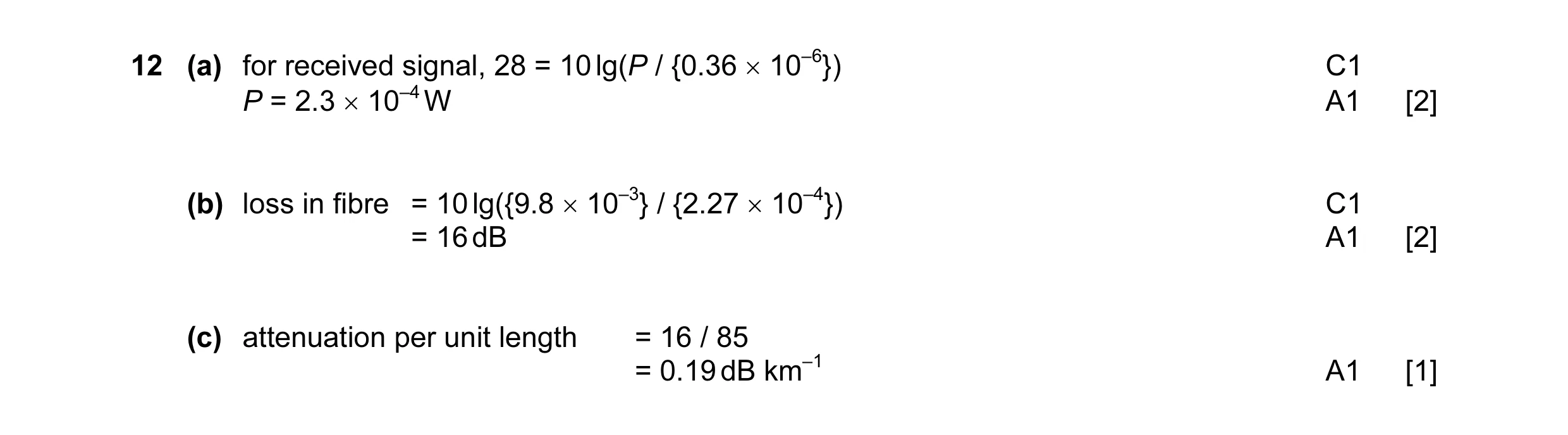 Mark scheme for question 14