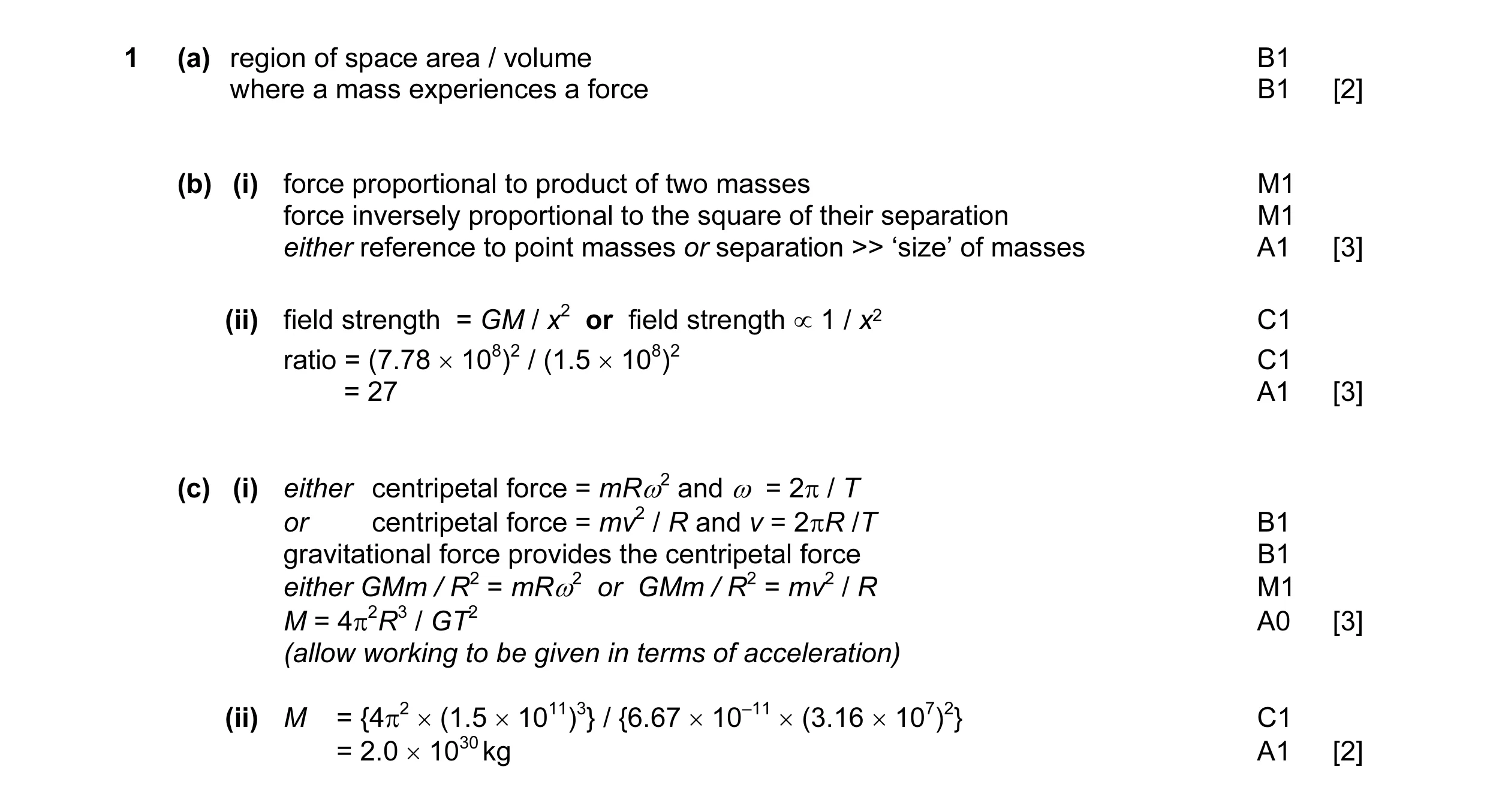 Mark scheme for question 18