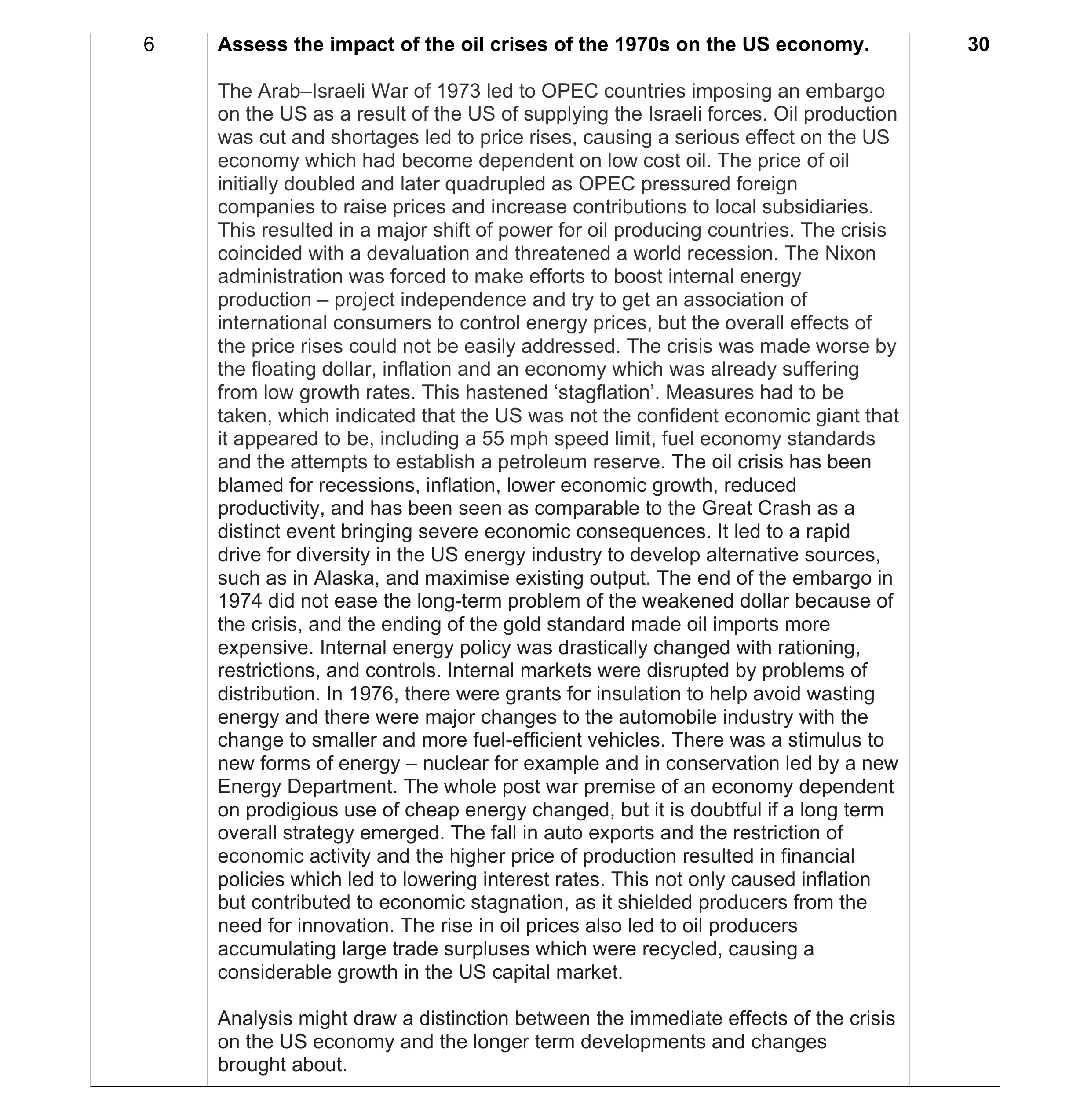 Mark scheme for question 1