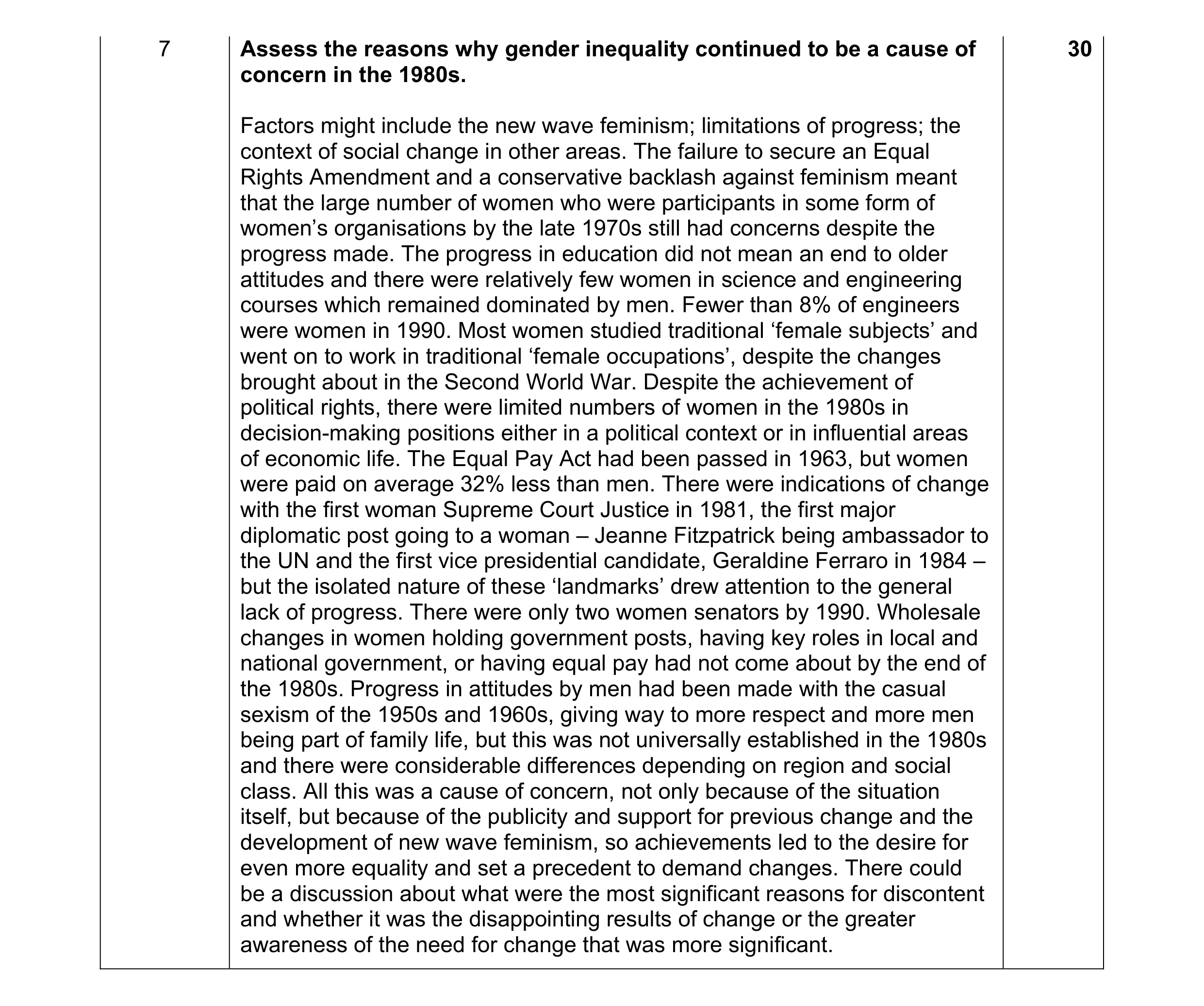 Mark scheme for question 4