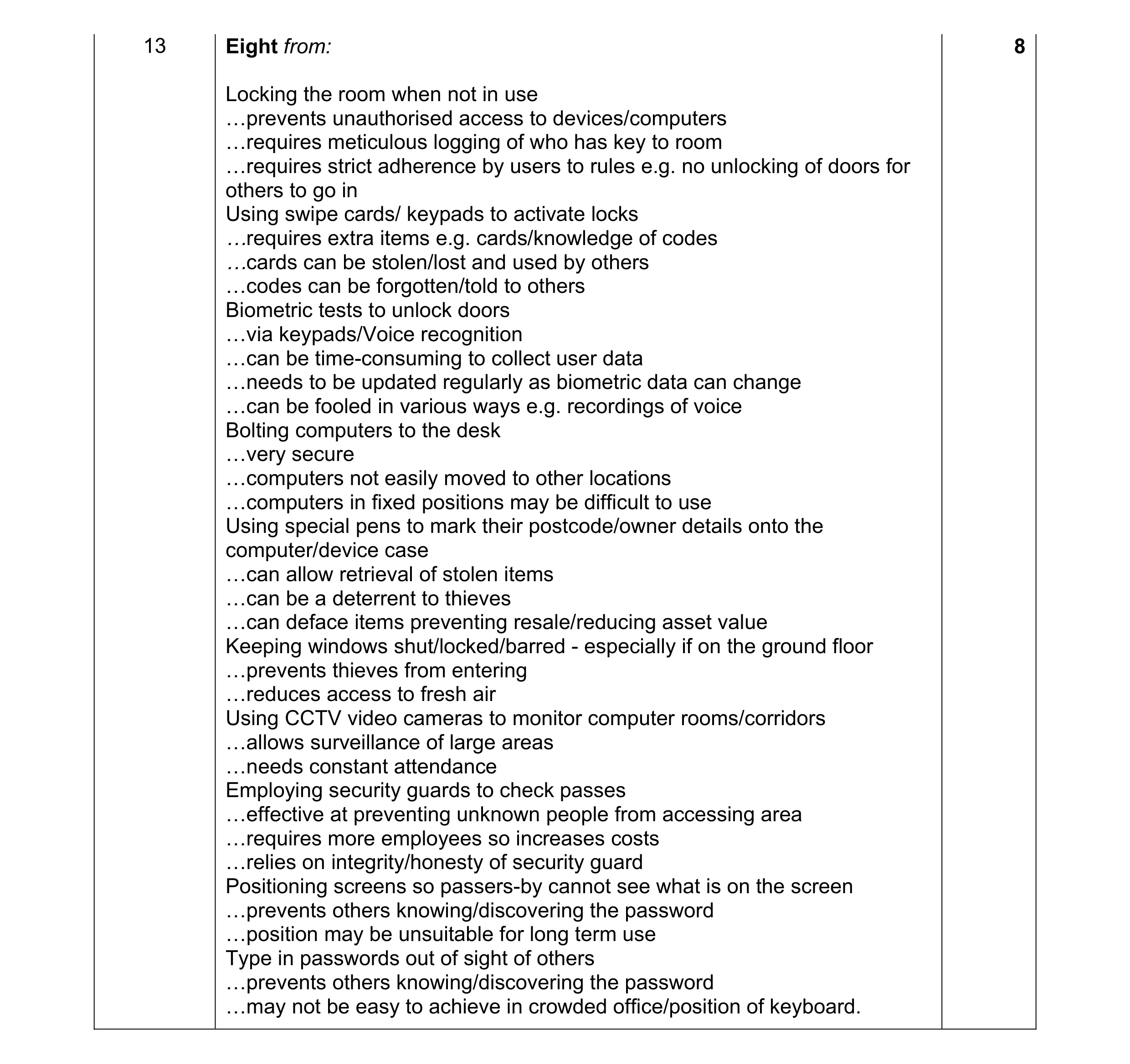 Mark scheme for question 5