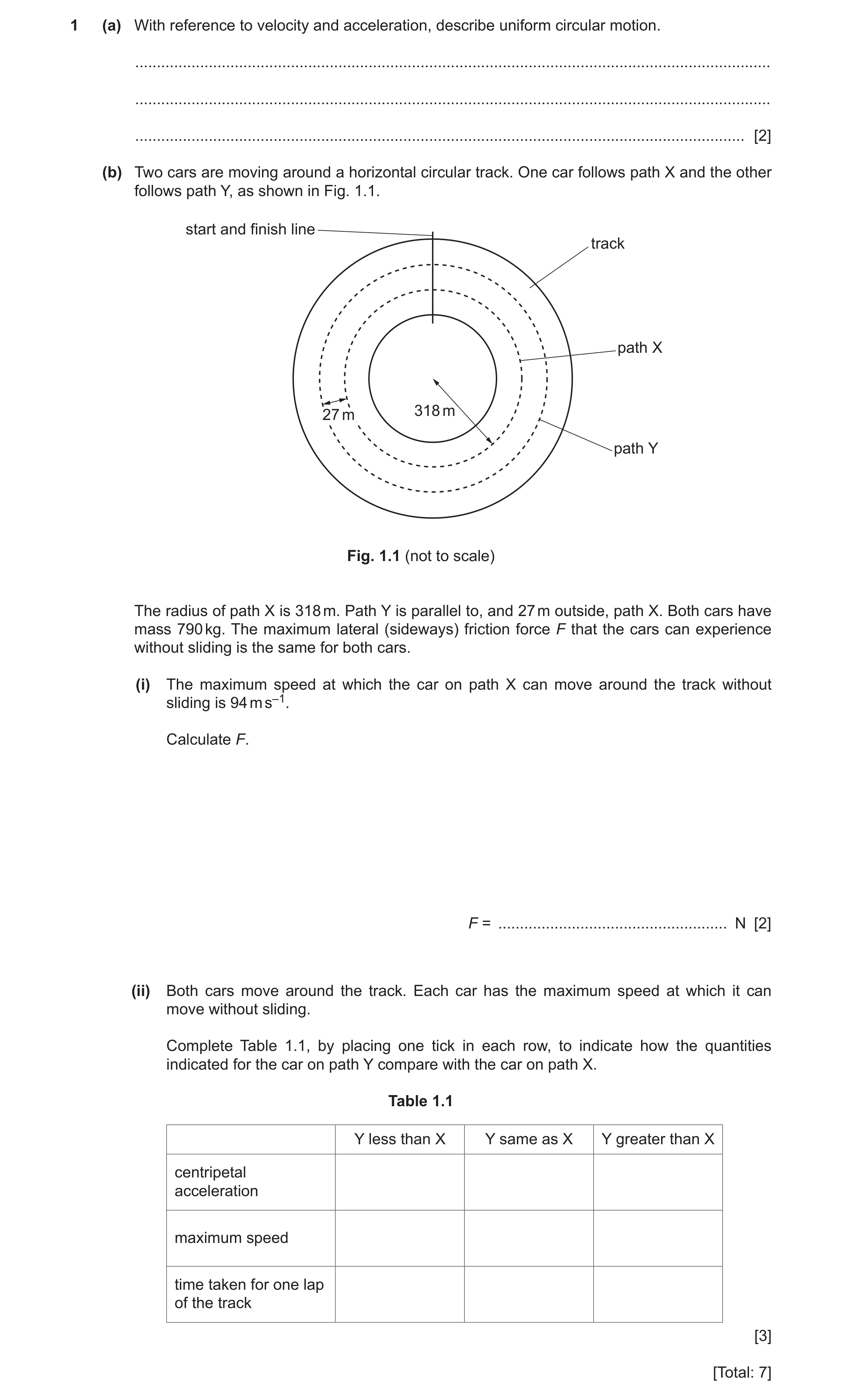 Question 15: (a) With reference to velocity and acceleration, describe uniform circular motion. ........................................................…
