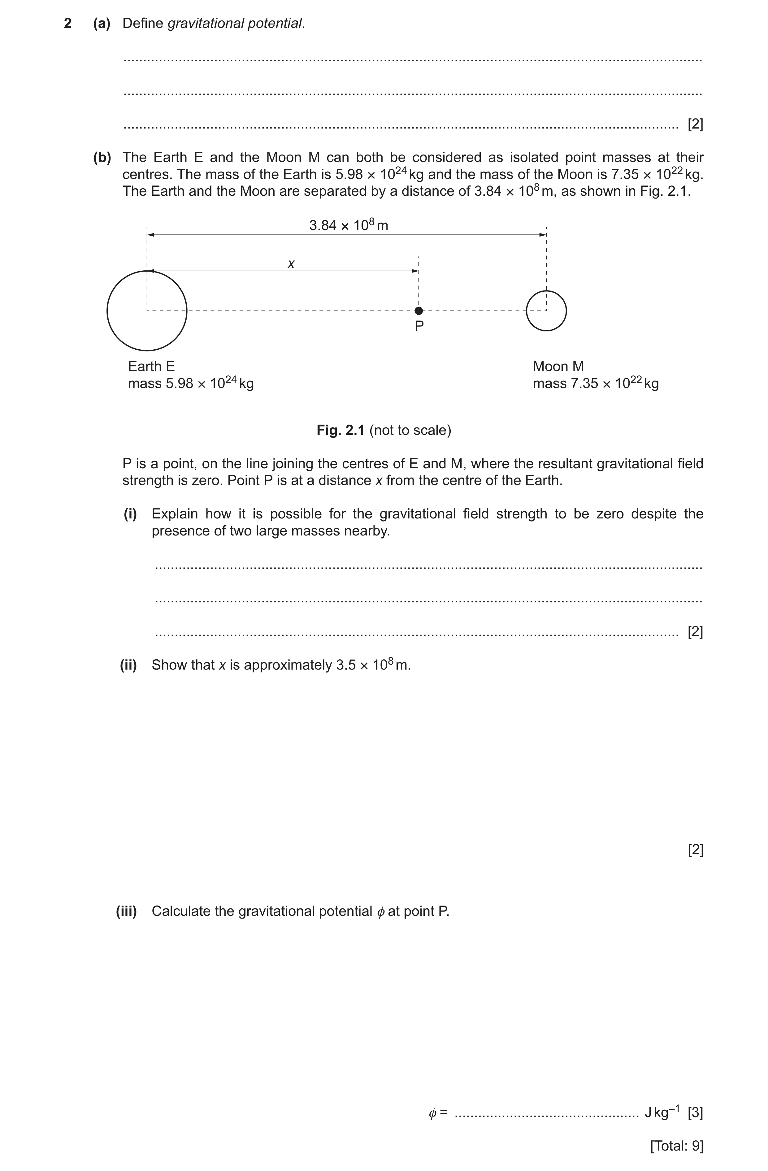 Question 11: (a) Define gravitational potential. .......................................................................................................…