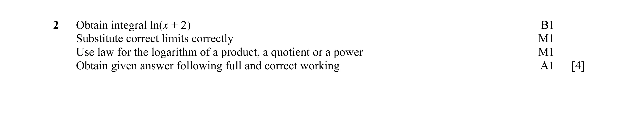 Mark scheme for question 1
