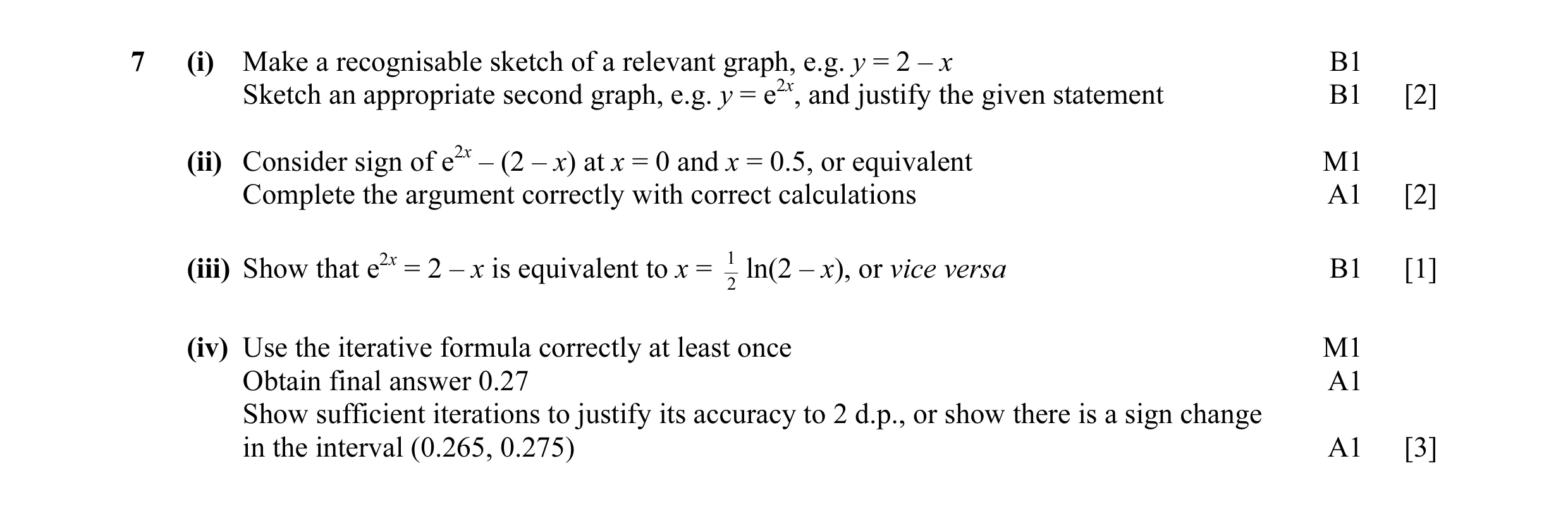 Mark scheme for question 9