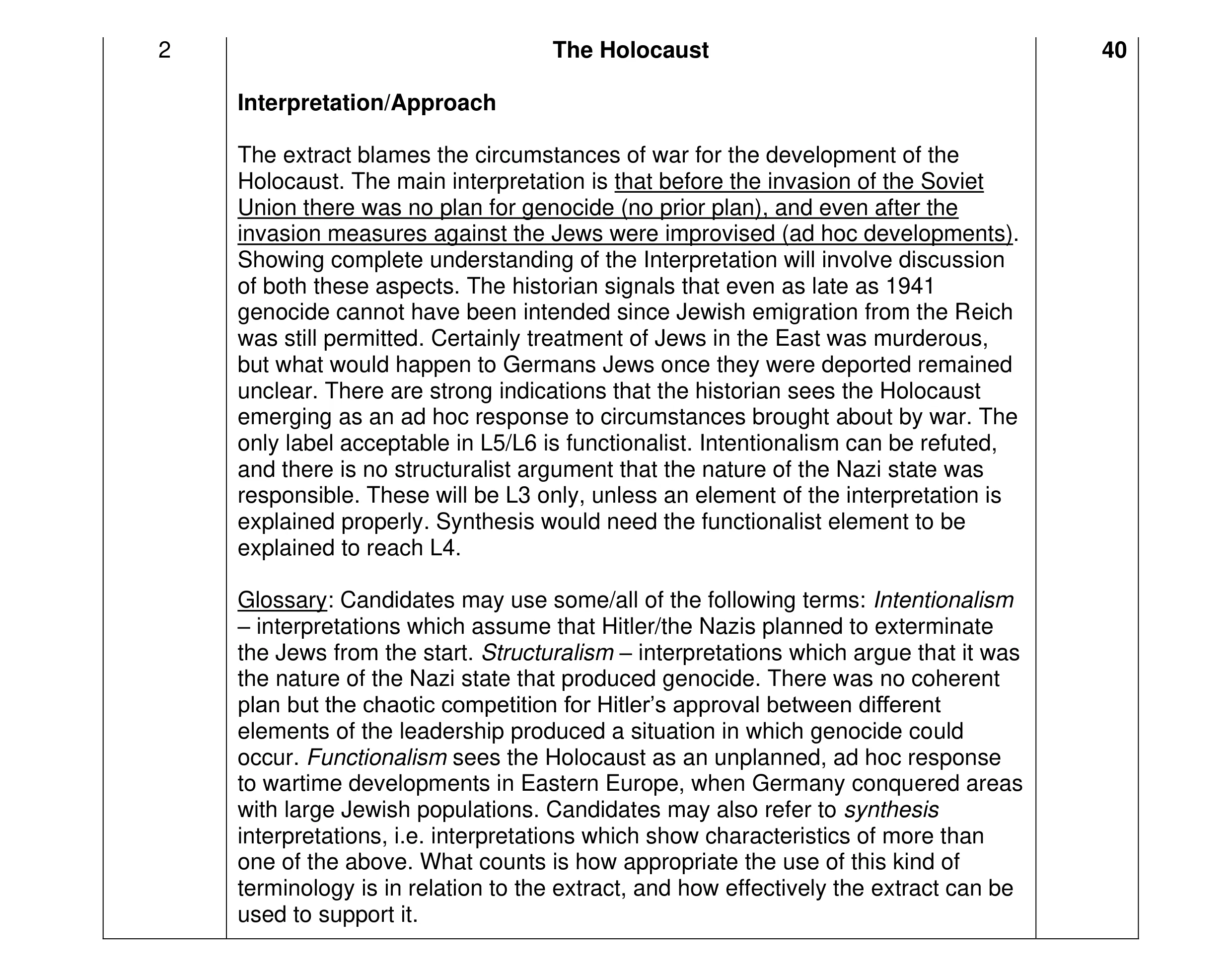 Mark scheme for question 60