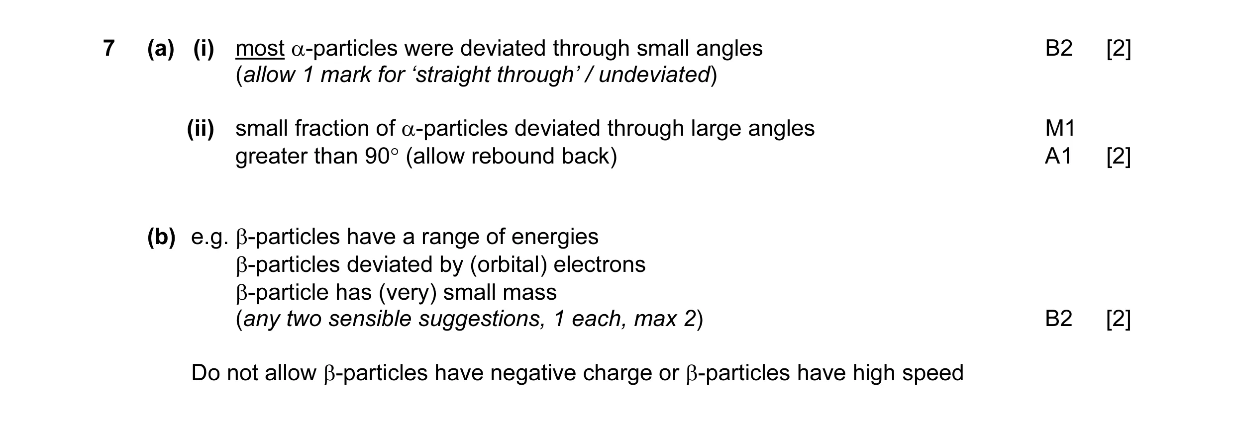 Mark scheme for question 9
