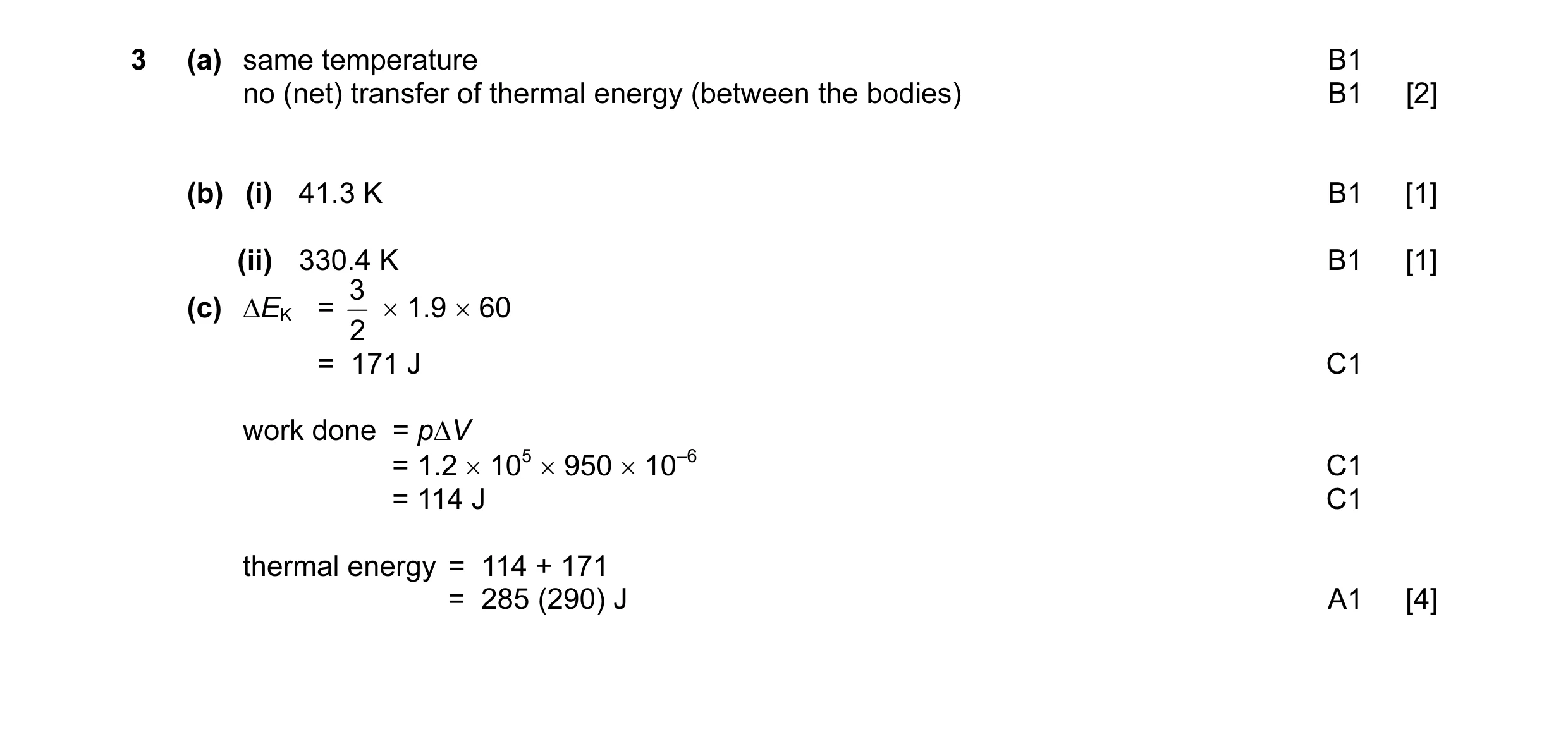 Mark scheme for question 7