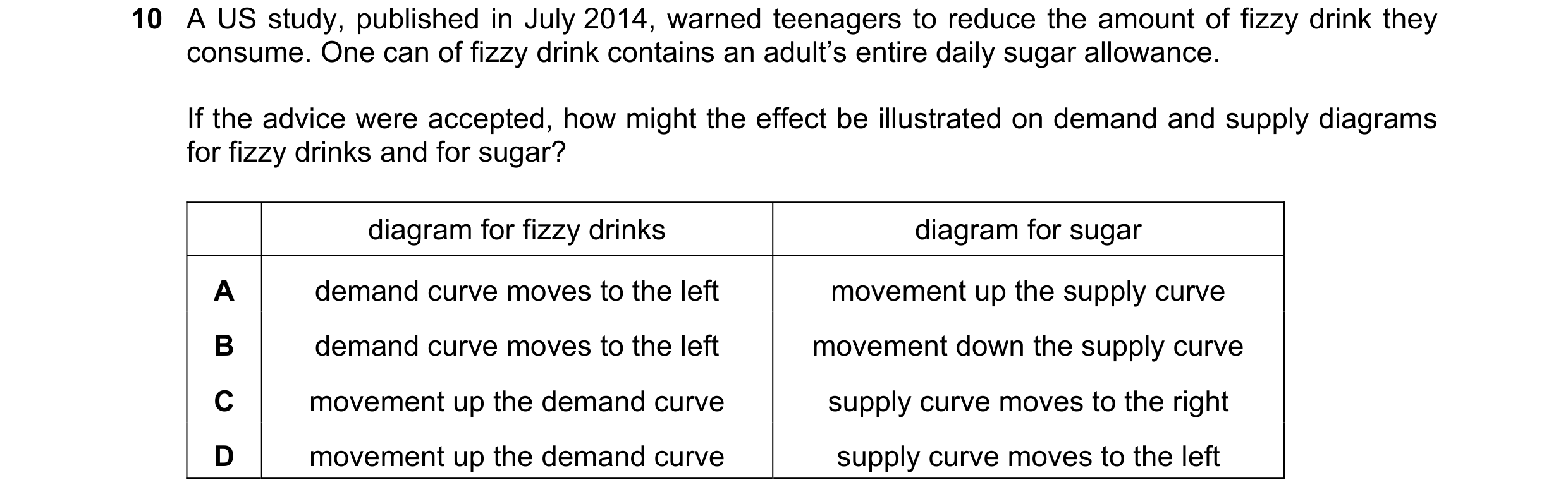 Question 237: A US study, published in July 2014, warned teenagers to reduce the amount of fizzy drink they consume. One can of fizzy drink contains an a…