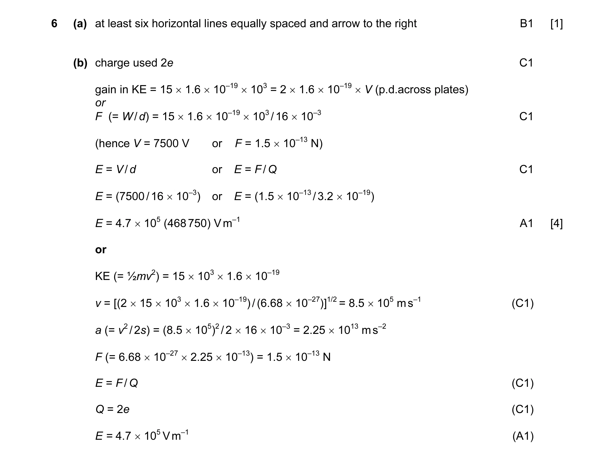 Mark scheme for question 16